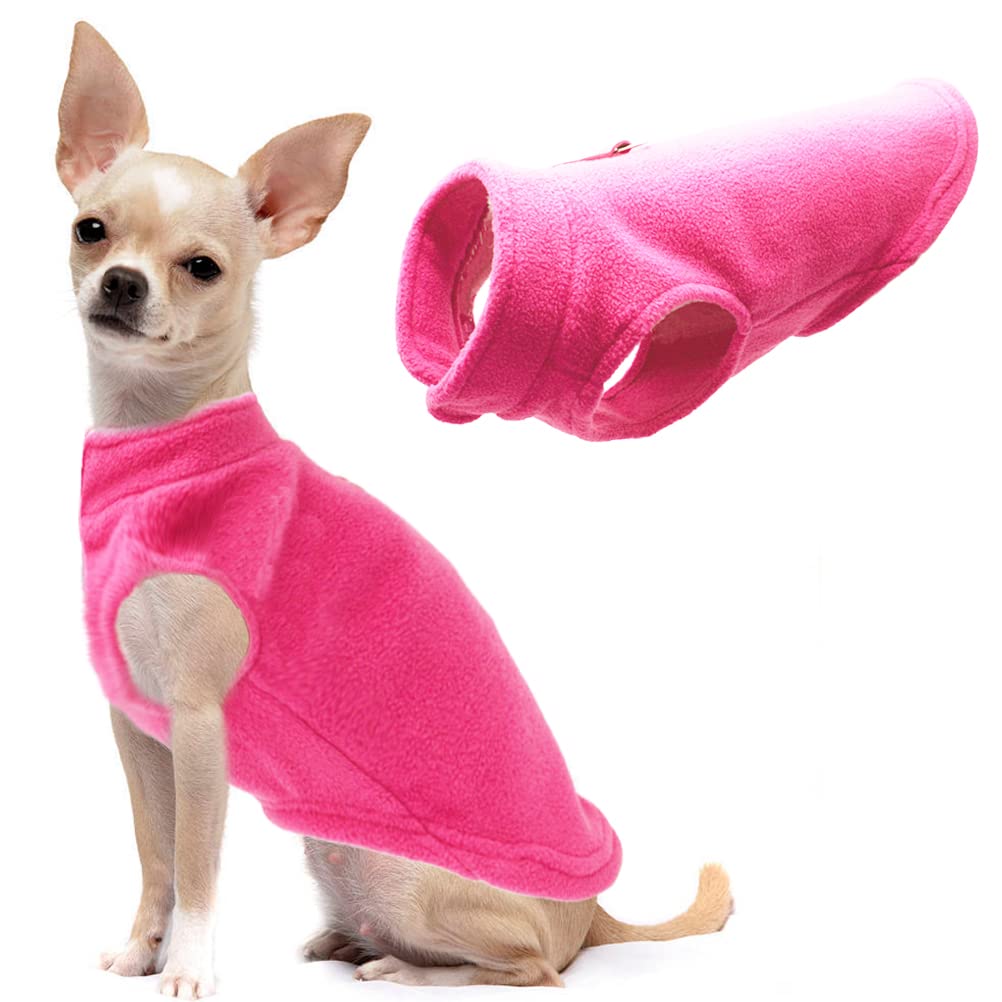 Dog Fleece Vest Soft Winter Jacket Sweater With D-Ring Leash Cold Weather Coat Hoodie For Small Medium Large Dogs Dark Pink Medi