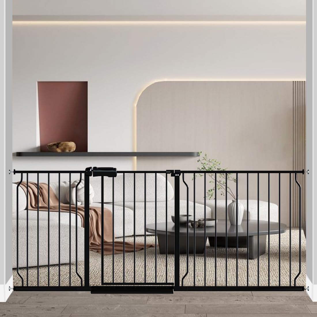 Fairy Baby Extra Wide Baby Gate 71.6-76.3 Inch Wide, Walk Through Pressure Mounted No Drill for Doorways, Long and Large Tension