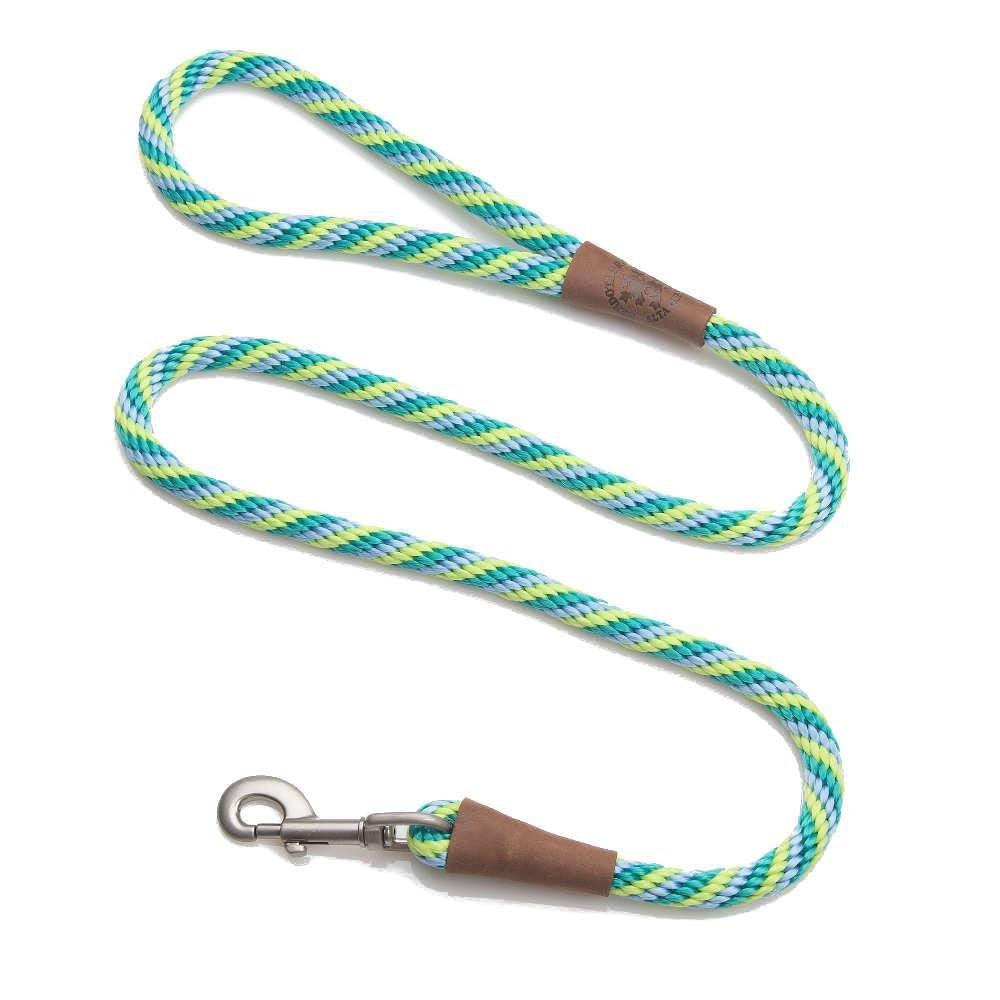 Mendota Pet Snap Leash - British-Style Braided Dog Lead, Made In The Usa - Seafoam, 3/8 In X 6 Ft - For Small/Medium Breeds