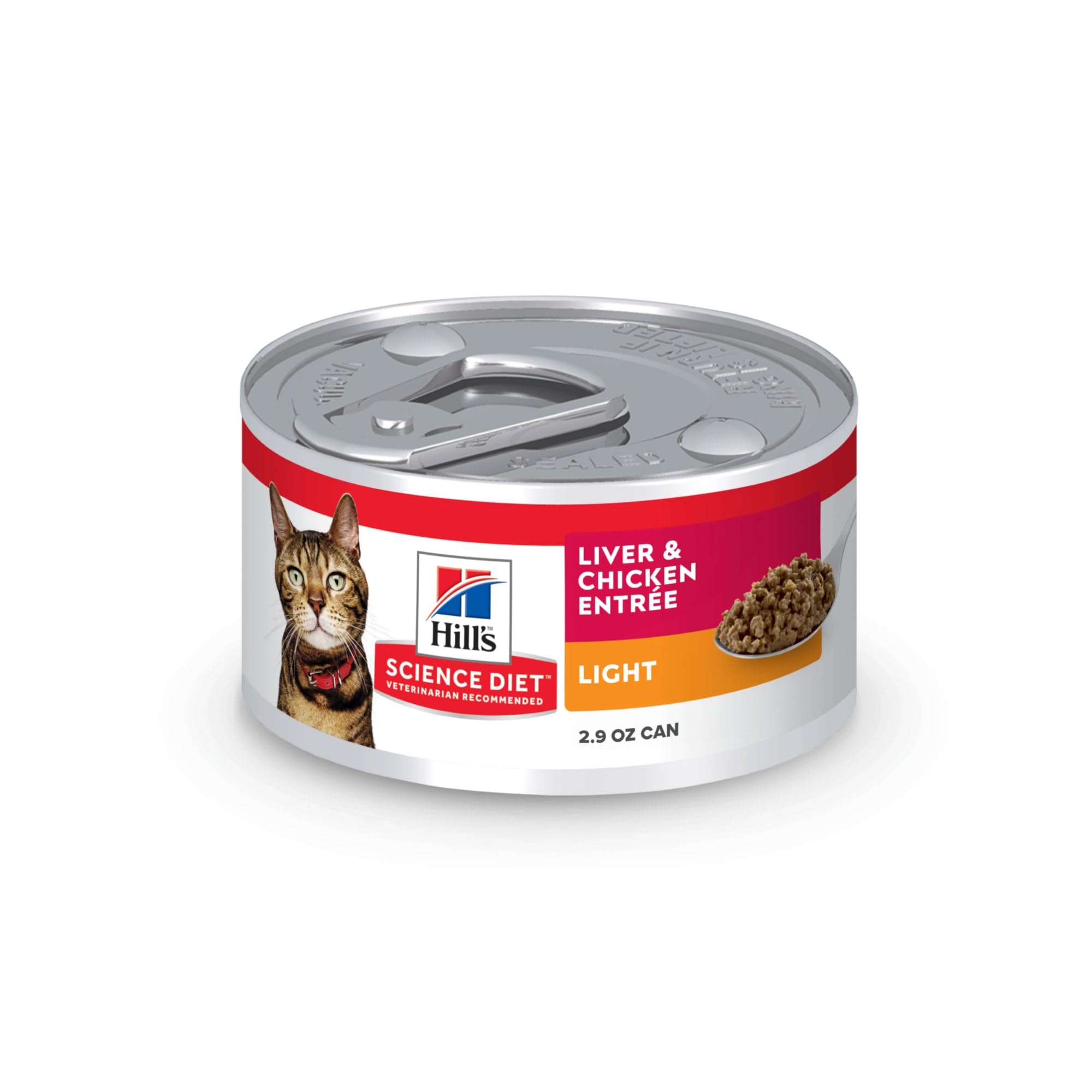 Hills Science Diet Light, Adult 1-6, Weight Management Support, Wet Cat Food, Liver & Chicken Minced, 2.9 oz Can, Case of 24