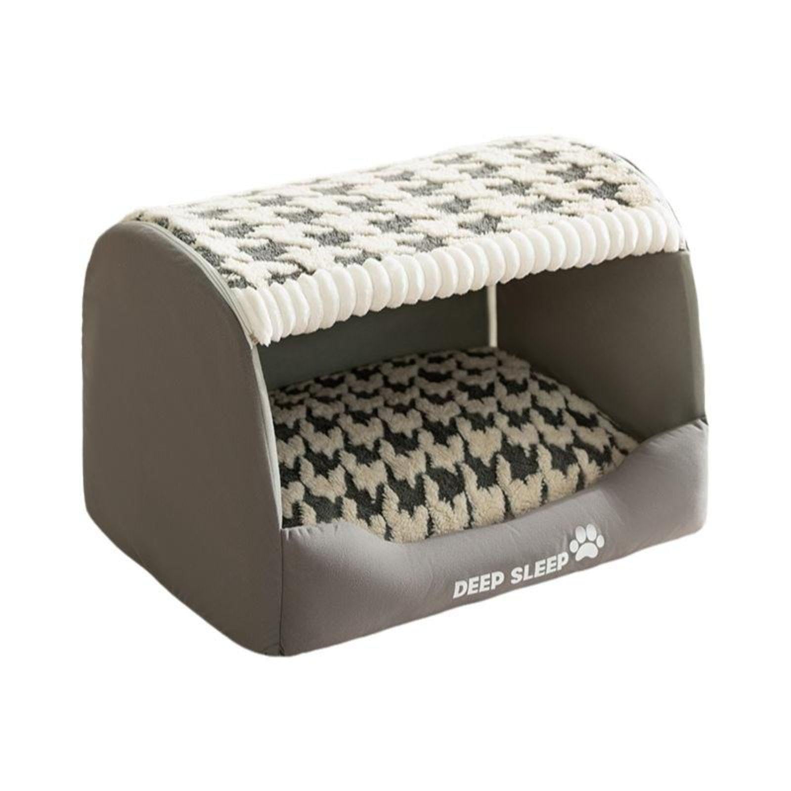 Zoomella Dog Bed, Houndstooth Drawer Bed, SemiEnclosed, Windproof, Warm, Removable Cover Gray 45 * 35 * 30cm|Sofas, Loveseats &