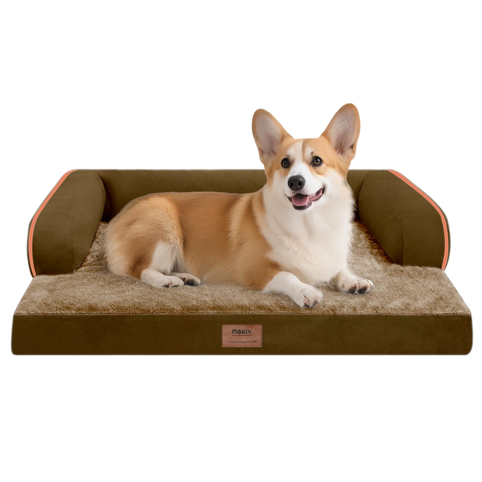 Dog Bed Medium Size Dog-Orthopedic Waterproof Bed for Dogs,Foam Couch Sofa with Washable Removable Cover & Non-Slip Bottom-Brown
