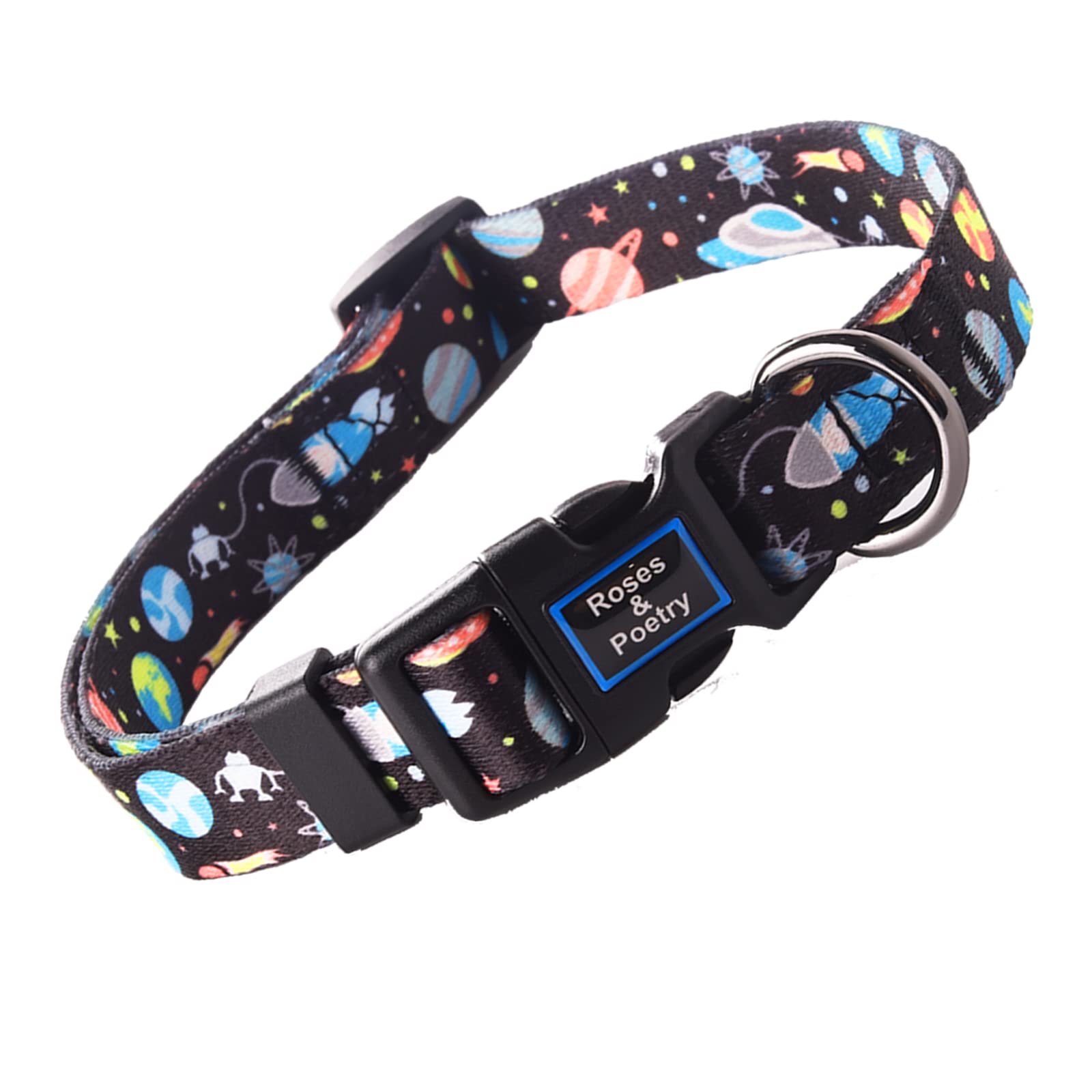 Roses&Poetry Dog Collar And Lead For Extra Small,Adjustable Durable Blue 5Ft Puppy Leash Collar For Dog Training Lead(Star-Xs)