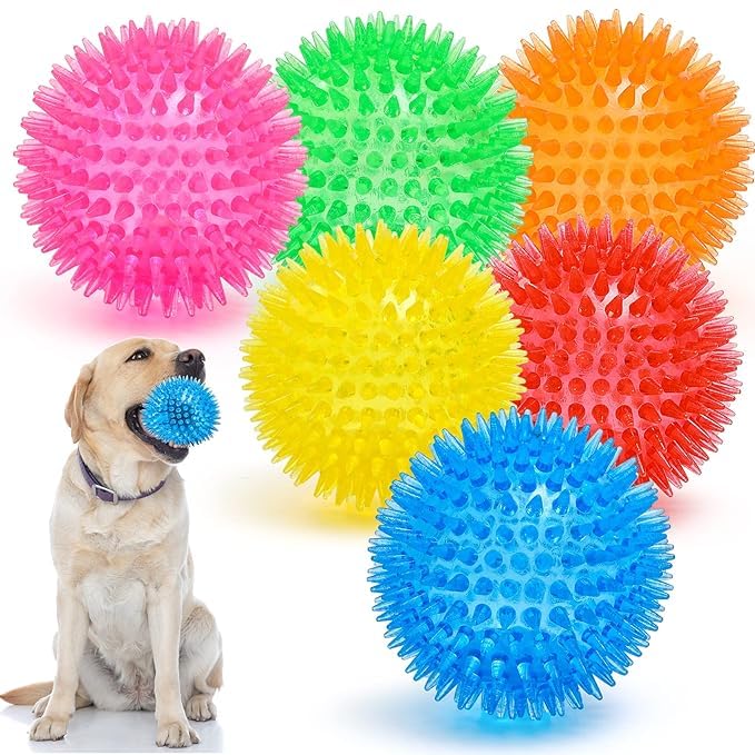Kspups Squeaky Dog Toy Balls Puppy Chew Toys For Teething, Bpa Free NonToxic, Spikey Medium, Large & Small Dogs, Durable Aggres