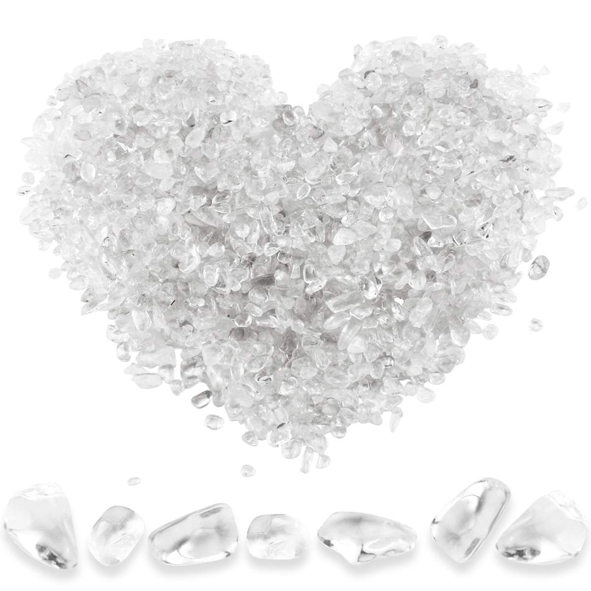 Twdrer 2lb/950g Small Natural White Clear Irregular Shaped Crystal Quartz Rock Tumbled Chips Crushed Stone Healing Reiki Crystal