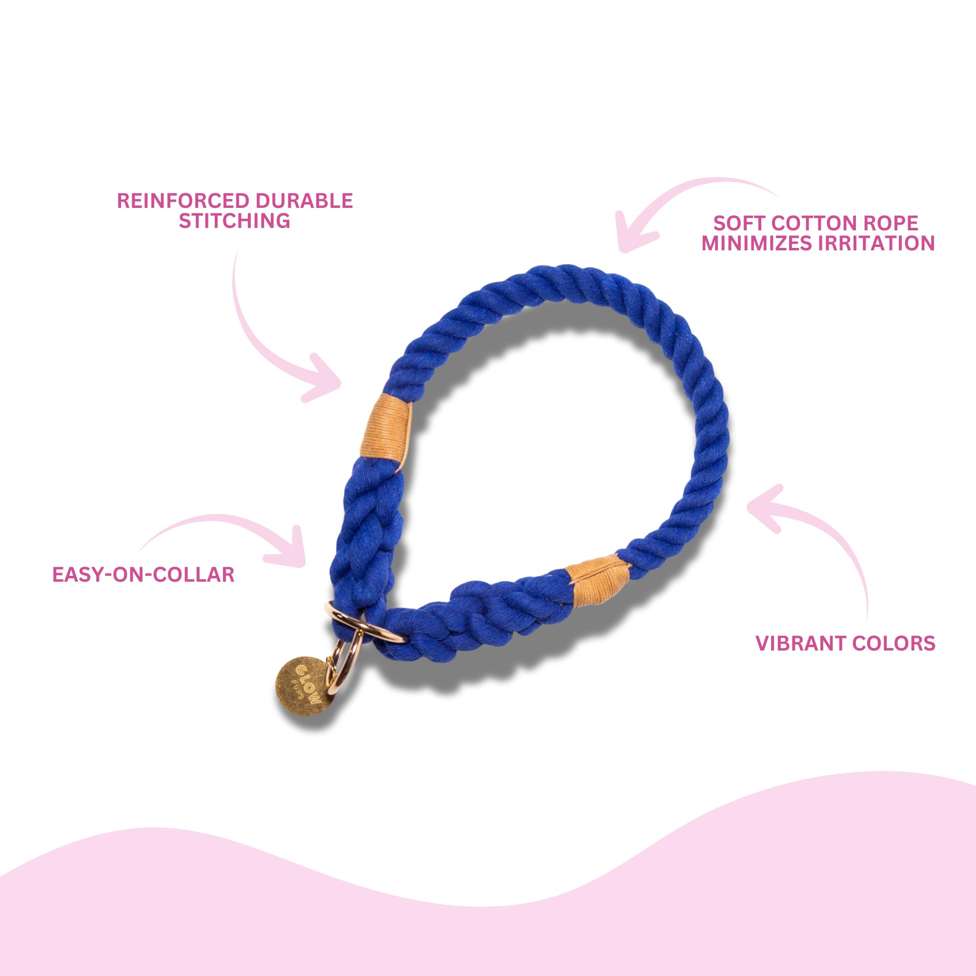 Glow Pups Ombre Rope Dog Collars, Braided Slip Collar For Medium And Large Dogs, Durable And Adjustable Fit, Handmade Stylish Ro