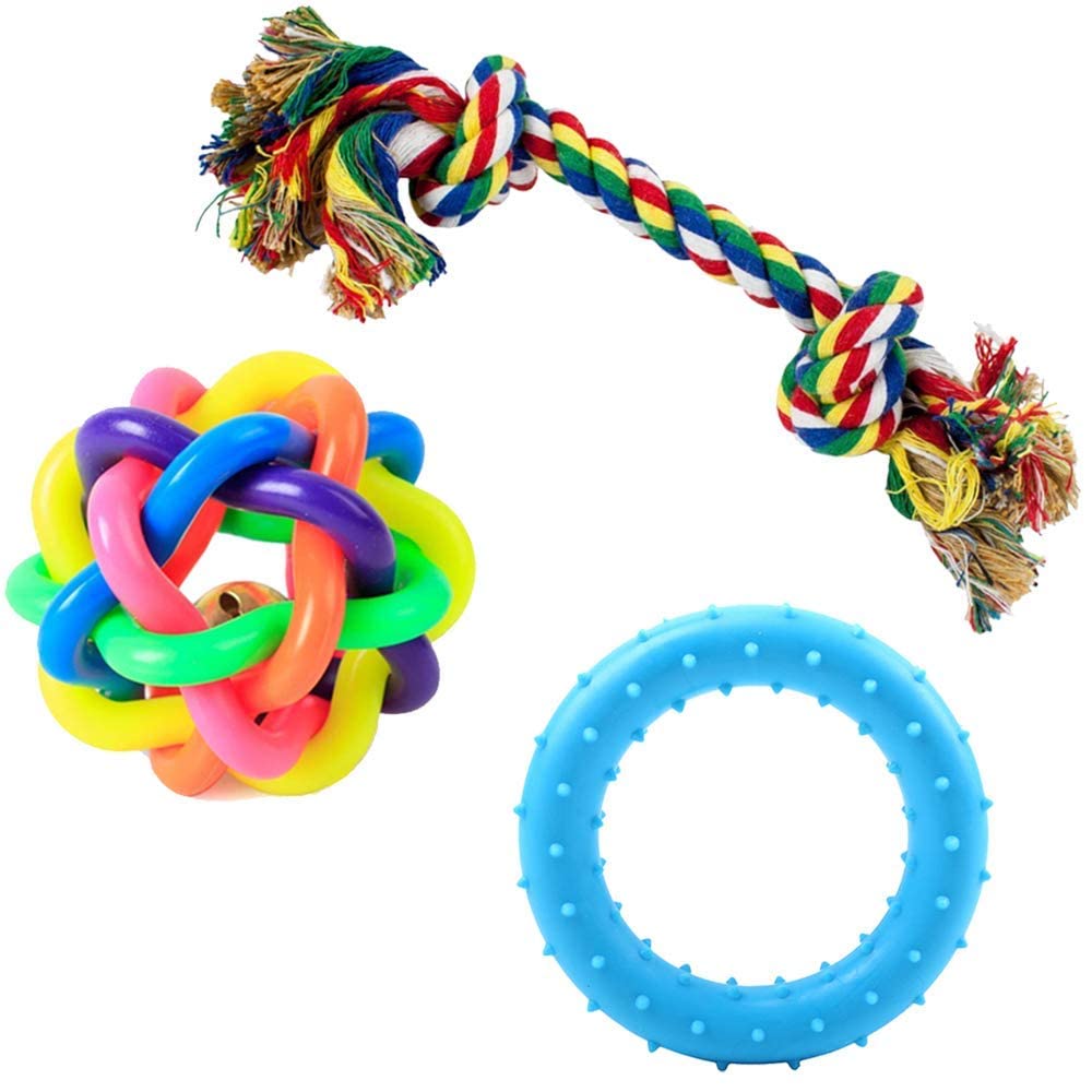 Rvpaws Interactive Cute And Safe NonToxic Multicolour Teething Squeaky Chew Toys  3 Pack For Puppy, Small/Medium Dogs