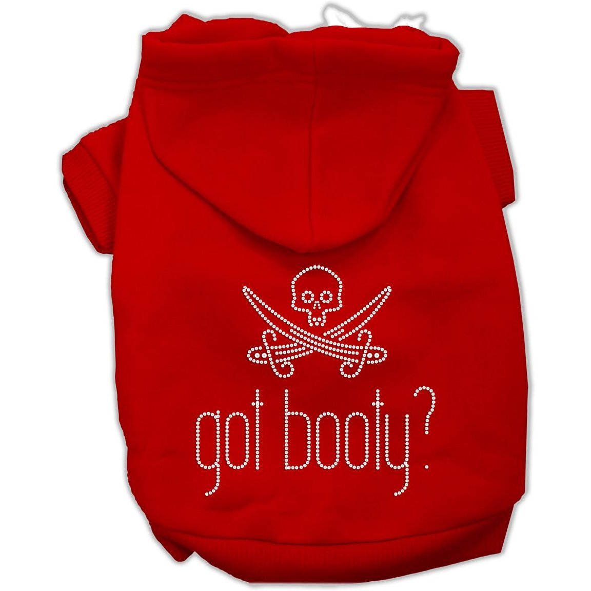 Pet, Dog & Cat Hoodie Rhinestone, "Got Booty?" Red MD (6-10 lbs.)
