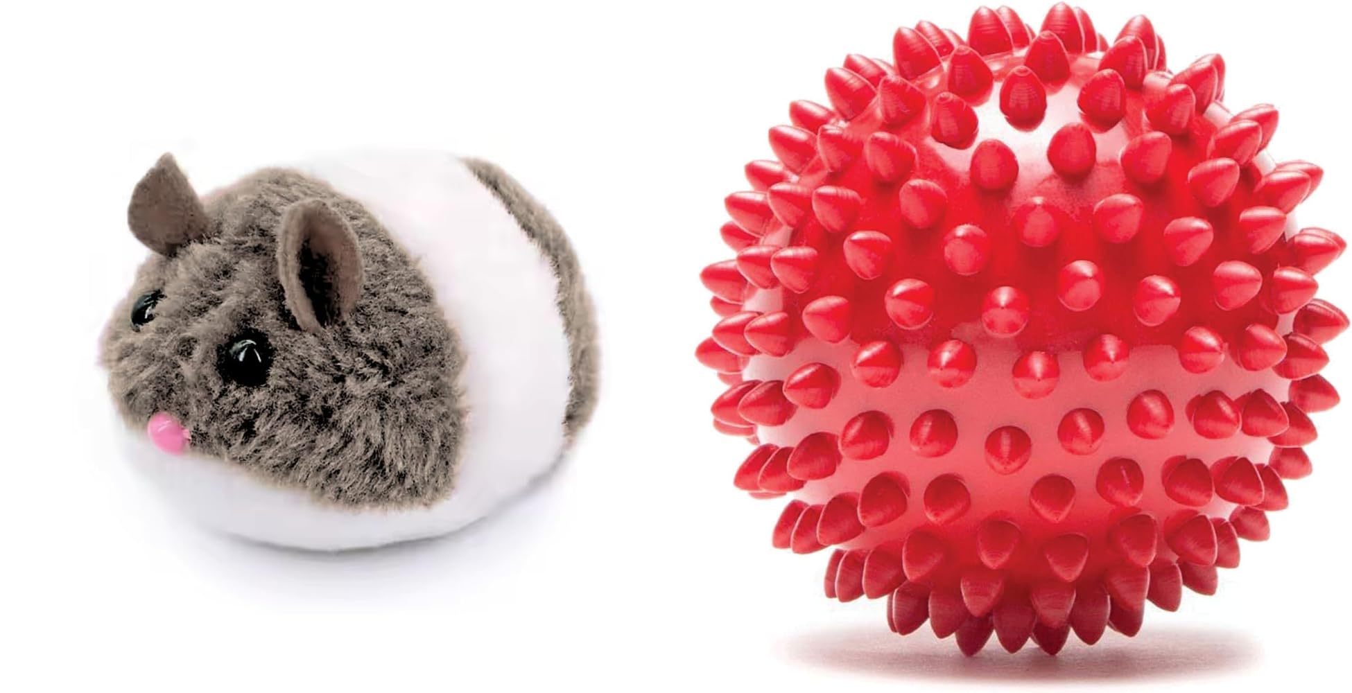 Pet Fun WindUp Mouse Toy With Twirling Tail For Cats & Kittens And Natural Rubber Spiked Dog Ball 2.8 Bouncy Chew Toy For Pupp