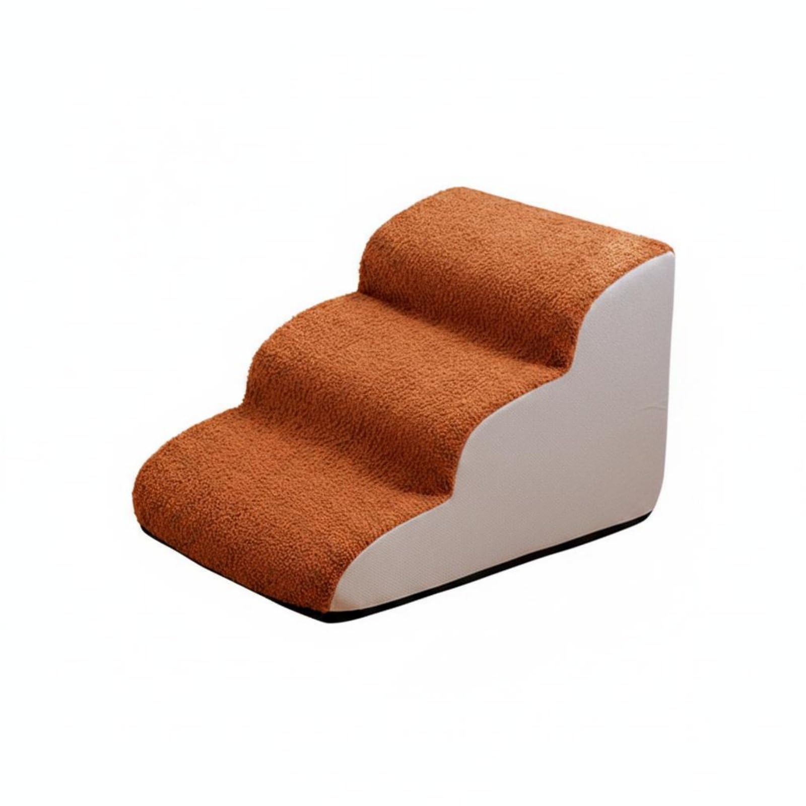 NonSlip Pet Stairs Washable Senior Dog Stairs Removable Cover Small Dog Ladder for Bed, Sofa, Brown, 3 Steps 35CM