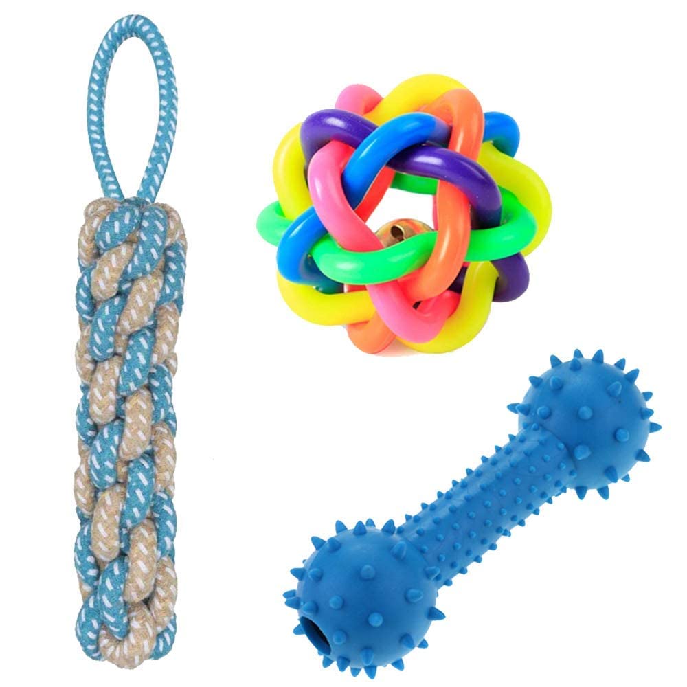 Rvpaws Pack Of 3 Washable Cotton Rope Tug Puppy Teething Dog Chew Toys Set