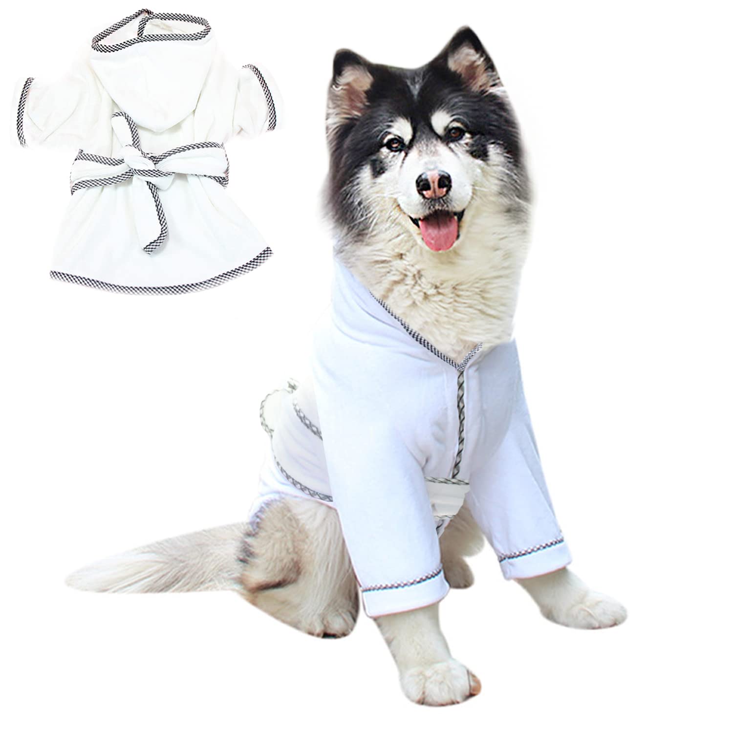 Dog Bathrobe, Microfiber Fast Drying Absorbent Hooded Bath Towel White For Puppy Small Medium Large Dog Cat (3Xl, White)