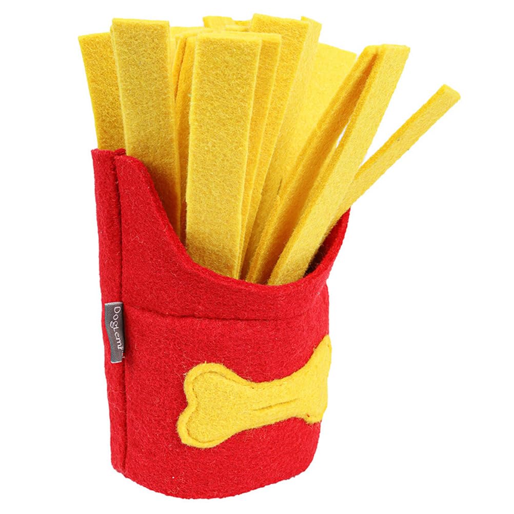 TEHAUX French Fries Dog Snuffle Toy, Pet Slow Feeder French Fries Training Squeaky Toy for Dog to Release Stress The Boring Time