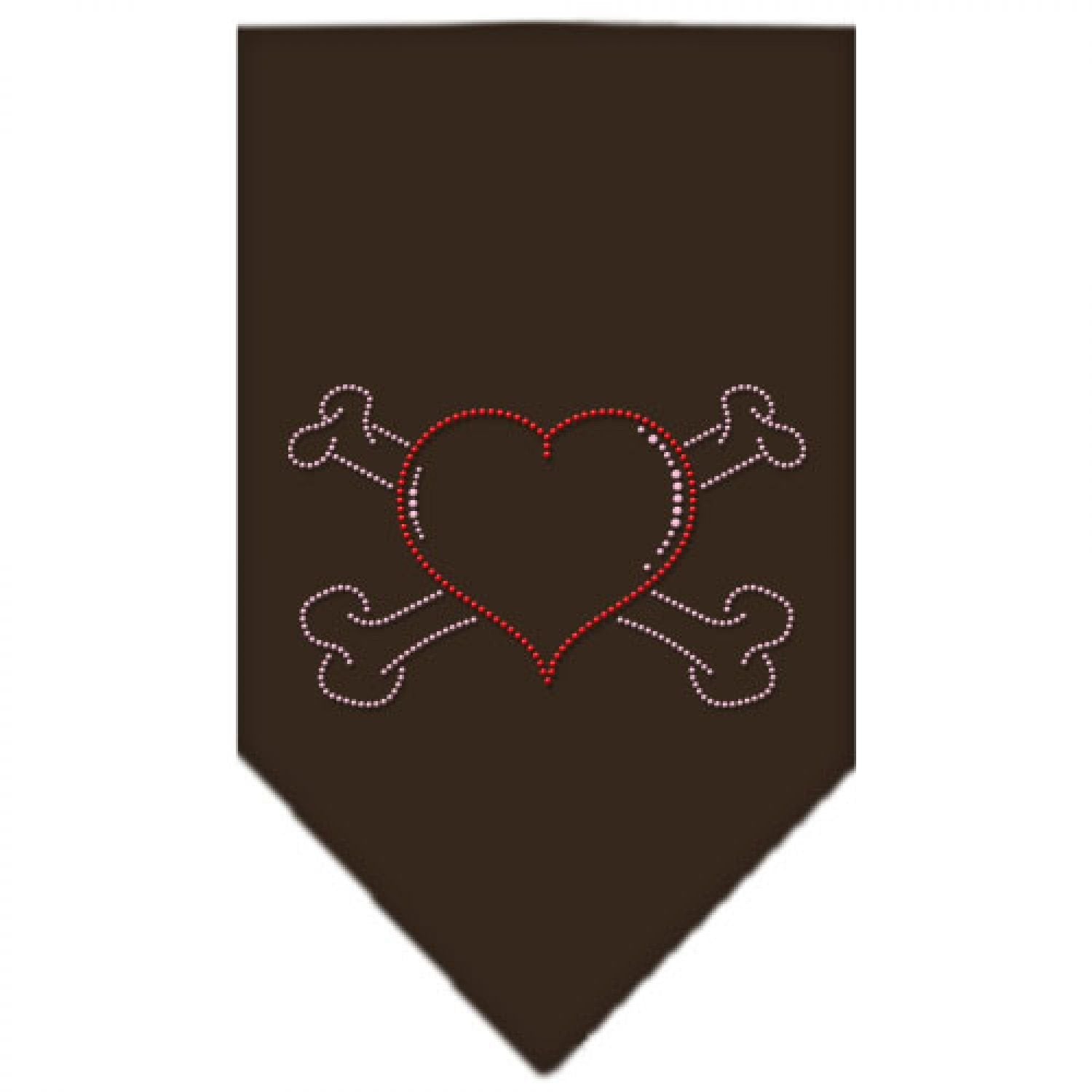 Mirage Pet Products Heart Cross Bone Rhinestone Bandana, Small, Cocoa
