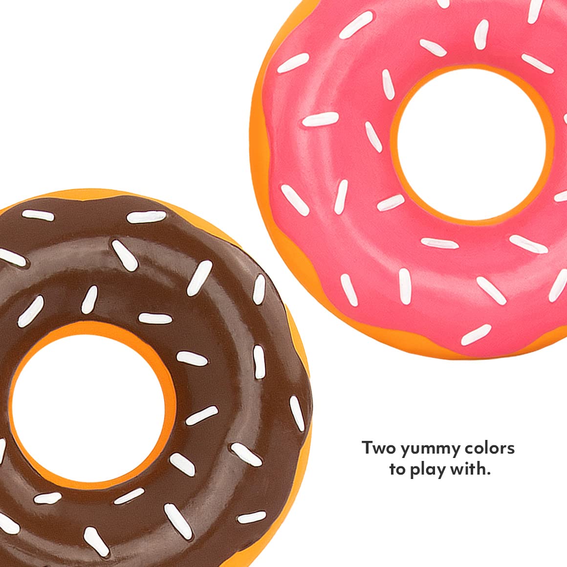 Zippypaws Latex Donutz, Durable Dog Toy For Interactive Play, No Stuffing - Chocolate & Strawberry (2-Pack)