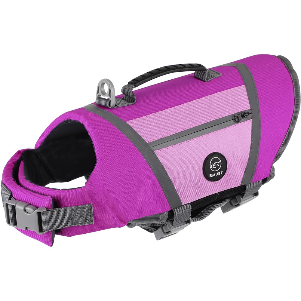 Emust Dog Flotation Vest, High Visibility Life Vests For Dogs With High Buoyancy, Heavy-Duty Dog Life Jackets For Large Dogs Wit