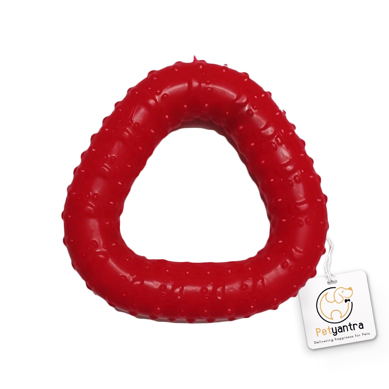 Petyantra Natural Rubber Triangle Ring Dog Chew Toy, Puppy Teething Toy, Interactive NonToxic Dental Chew Biting Teething Dog &