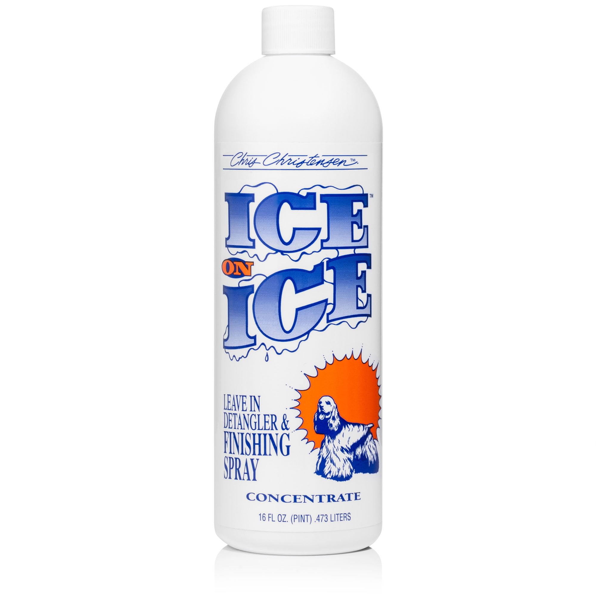 Chris Christensen Ice On Ice Detangler And Finishing Dog Spray, Concentrated Formula, Makes 2 Gallons, Helps Brush/Comb Glide Through Coat, Conditions, No Residue, All Coat Types, Made In Usa, 16 Oz
