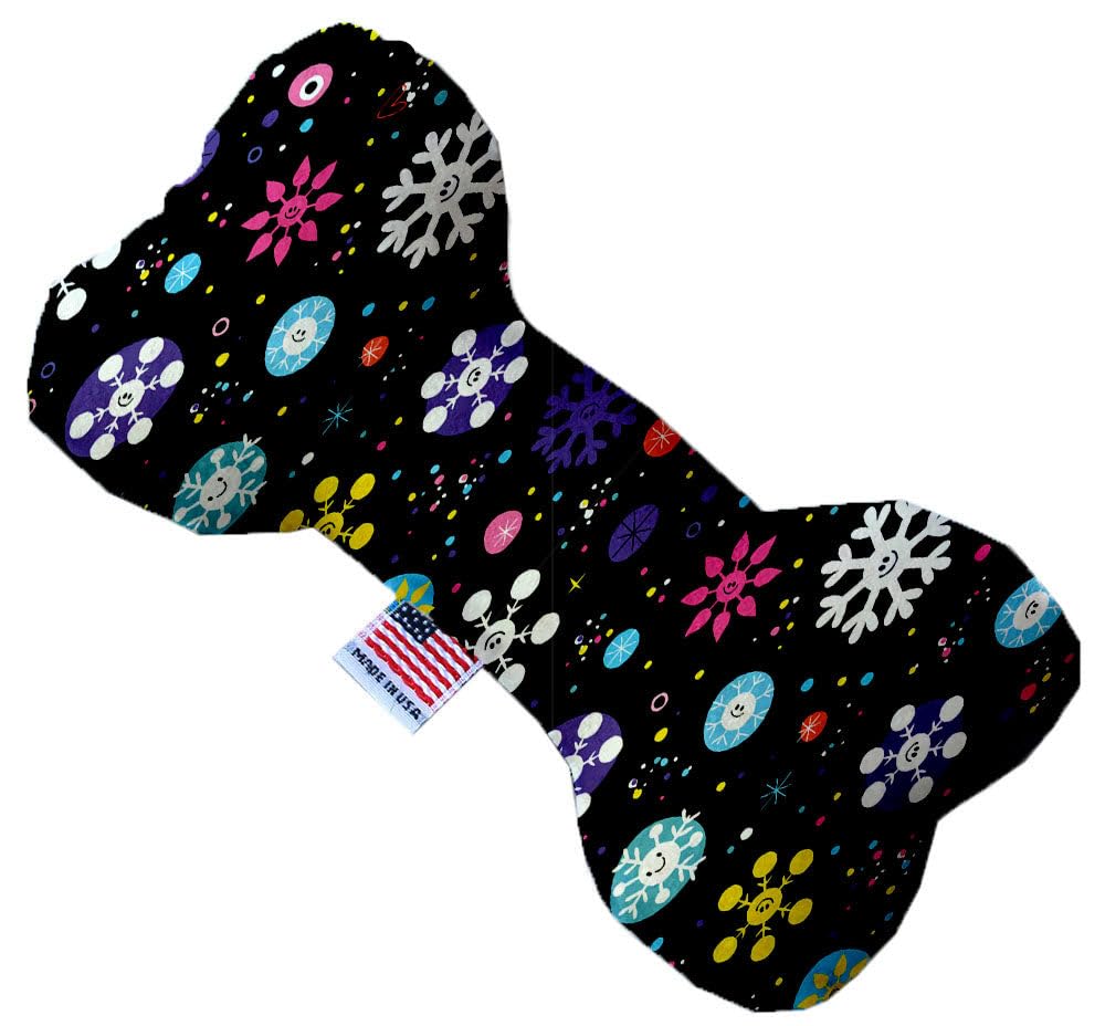 Pet and Dog Plush Heart or Bone Toy, "Winter Wonderland Group" (Available in different sizes, and 10 different patterns!) Smiley Snowflakes 10" Plush Bone