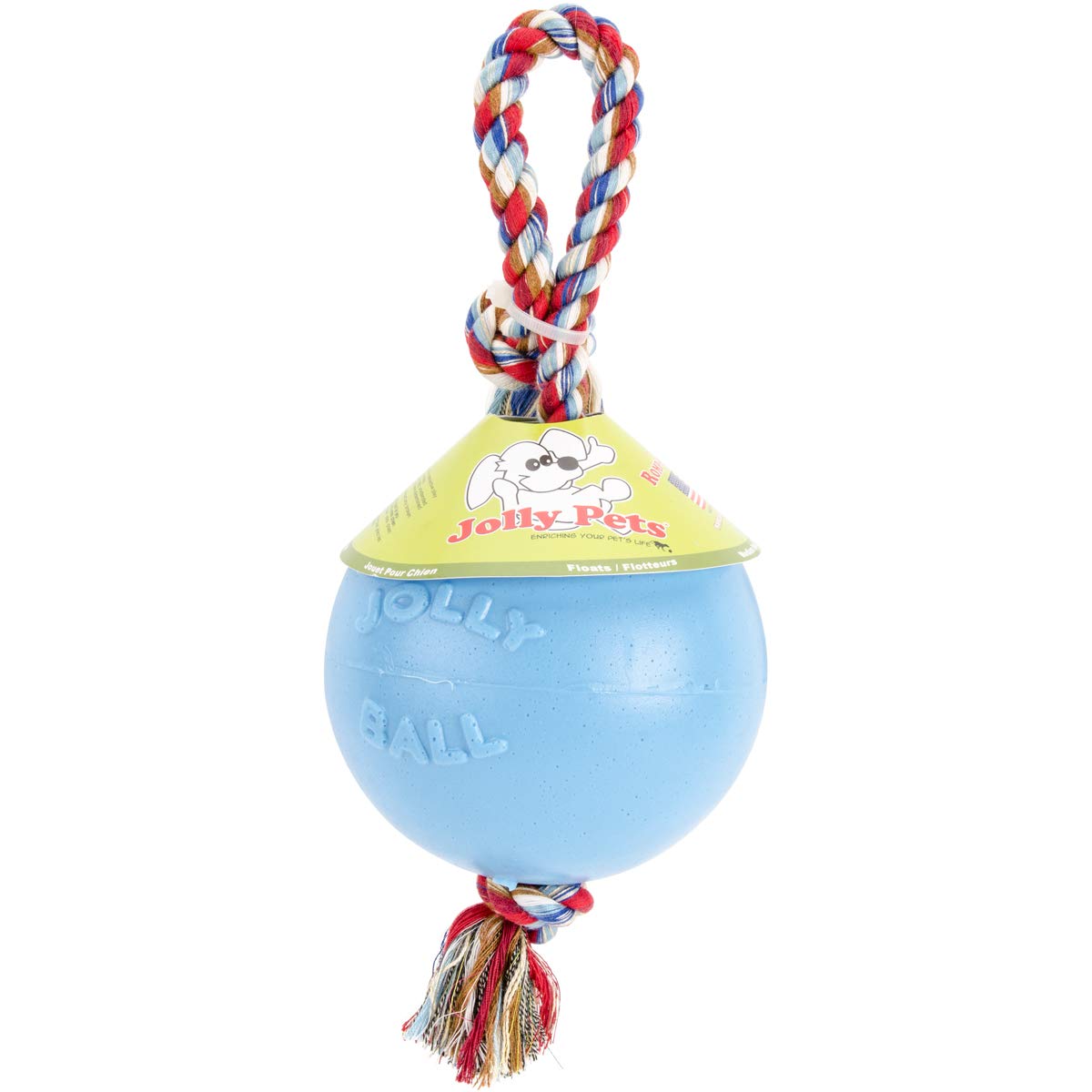 Jolly Pets Romp-N-Roll Rope And Ball Dog Toy, 6 Inches/Medium, Blueberry, Model Number: 606 Bb, All Breed Sizes