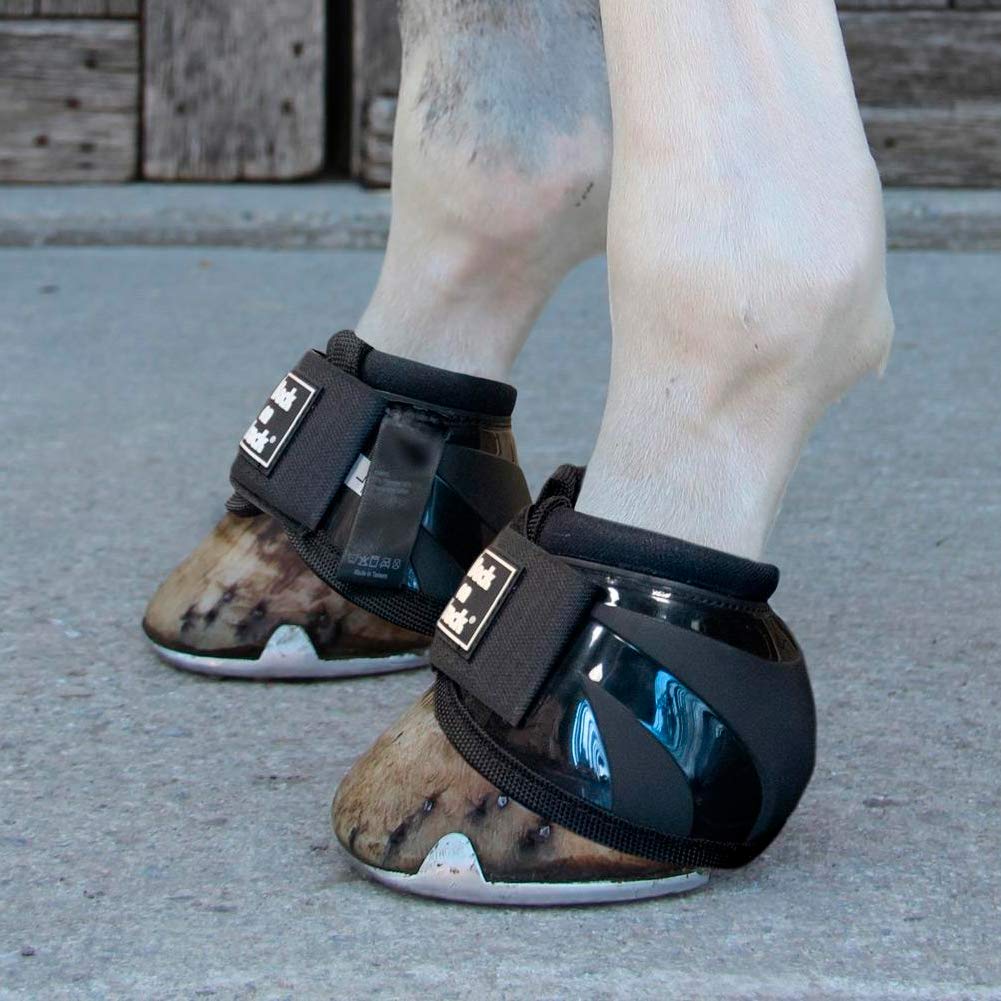 Back on Track Mens Performance Equine Durable Rubber Horse Protective Pair of Hoof Bell Boots with Loop Closure, Black, Small