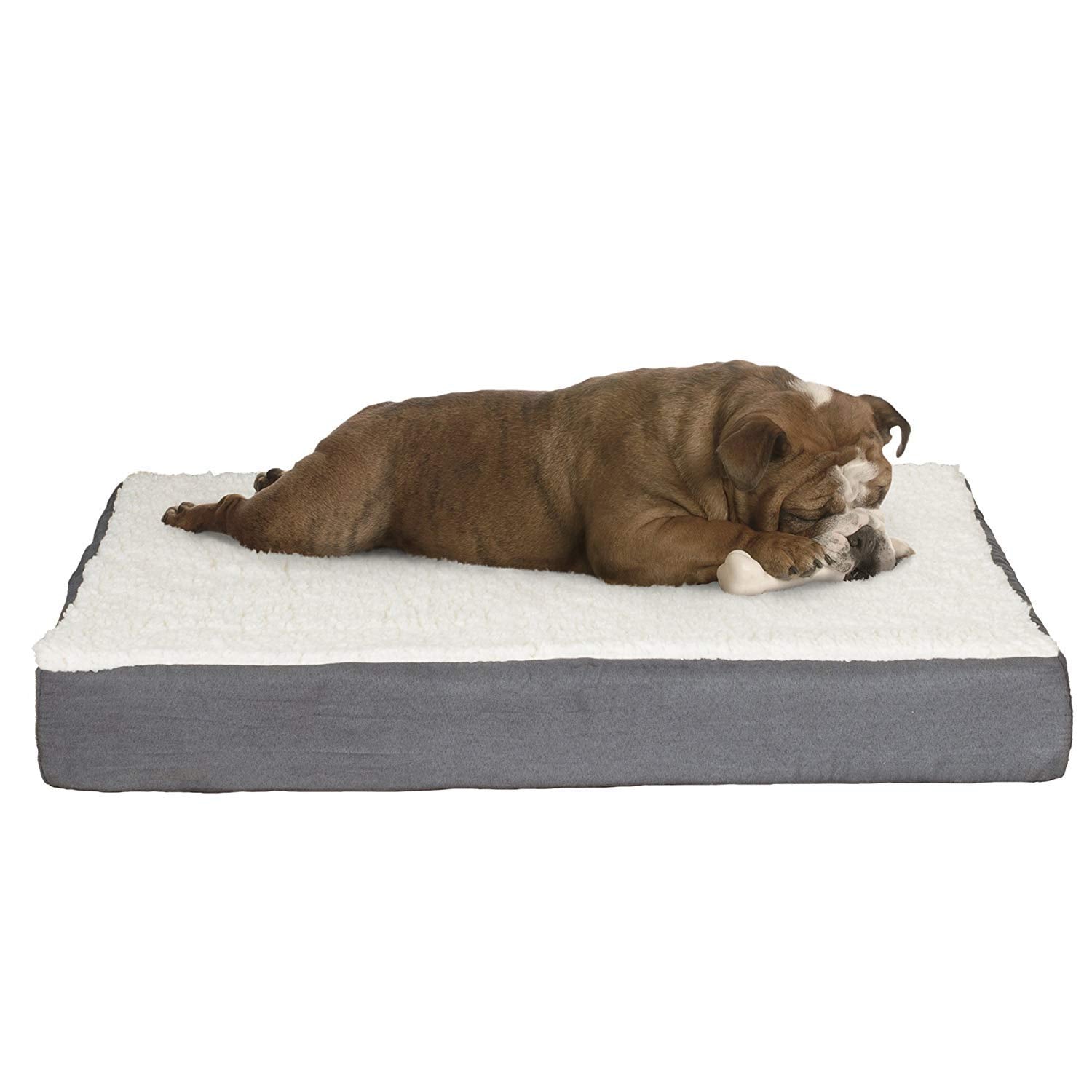 PETMAKER Orthopedic Dog Bed - 2-Layer 30x20.5-Inch Memory Foam Pet Mattress with Machine-Washable Sherpa Cover for Medium Dogs u