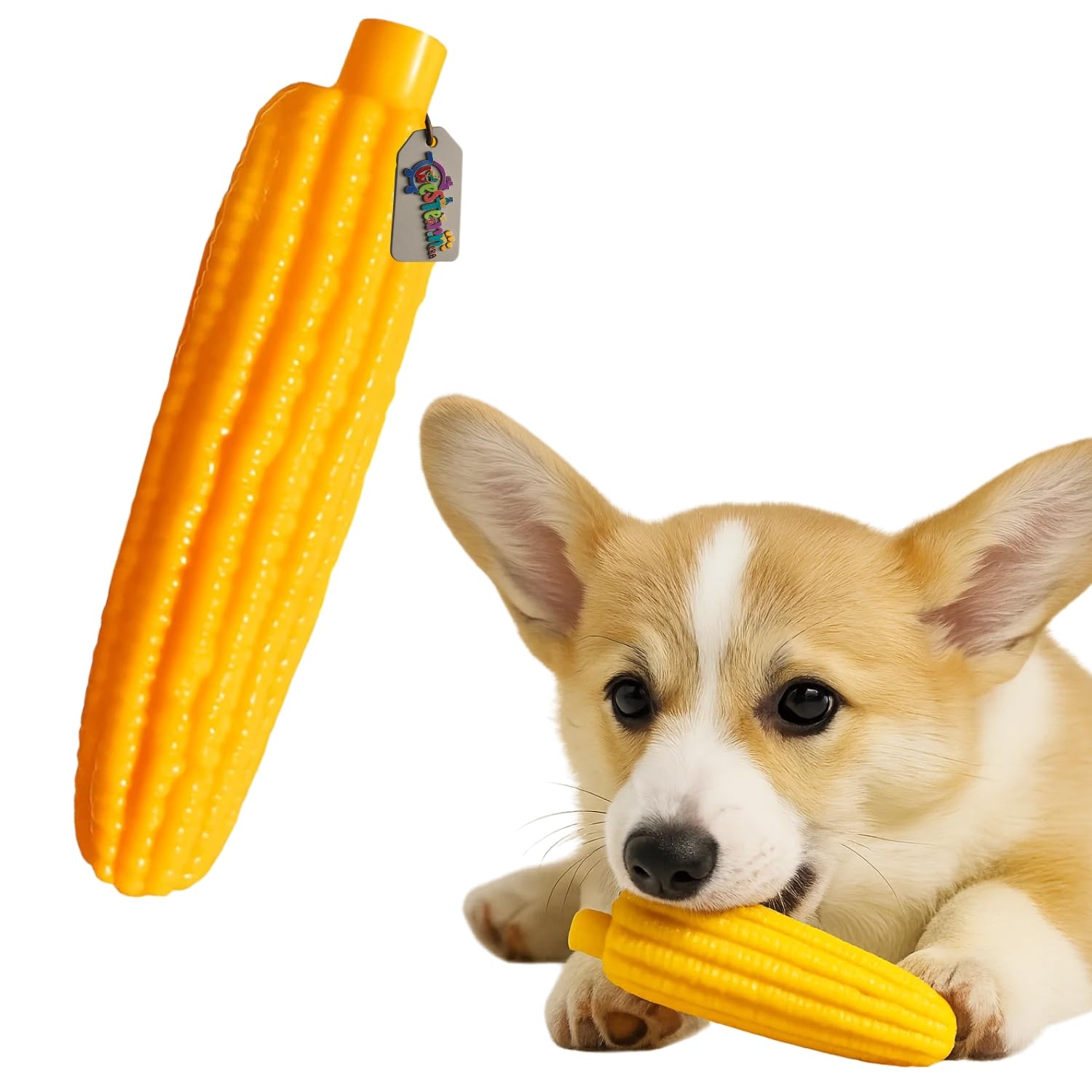 Western Era Corn Squeaky Dog Toy | Realistic Corn Cob Chew Toy With BuiltIn Squeaker | Textured Surface For Teeth Cleaning | In