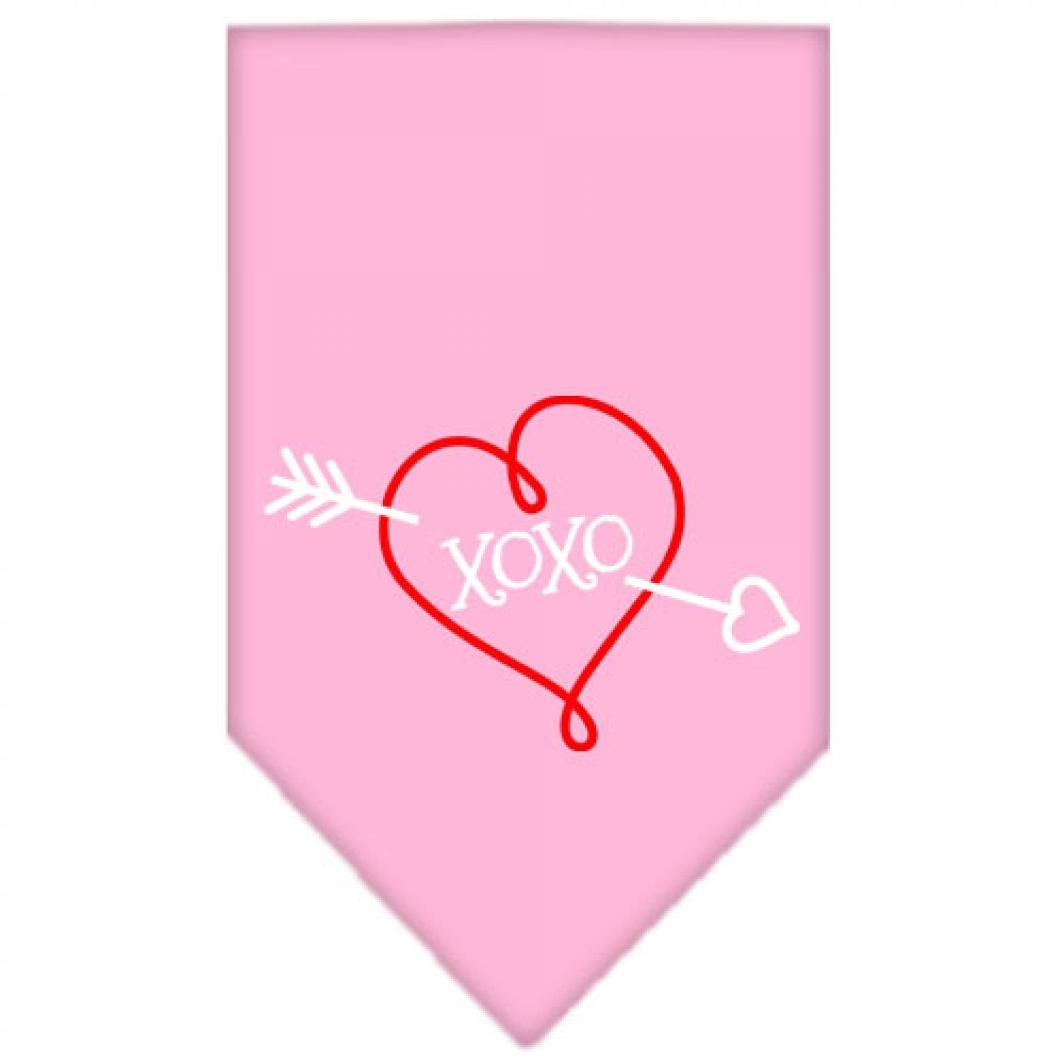 Pet and Dog Bandana Screen Printed, XOXO Light Pink Small