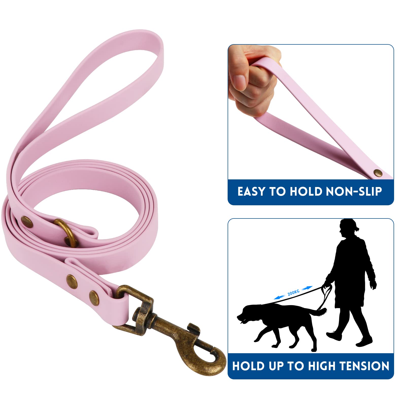 Wisedog Dog Collar And Leash Set Combo: Adjustable Durable Pet Collars With Dog Leashes For Small Medium Large Dogs,Includes One Bonus Of Poop Bag Holder (Xs, Pale Pinkish Purple)
