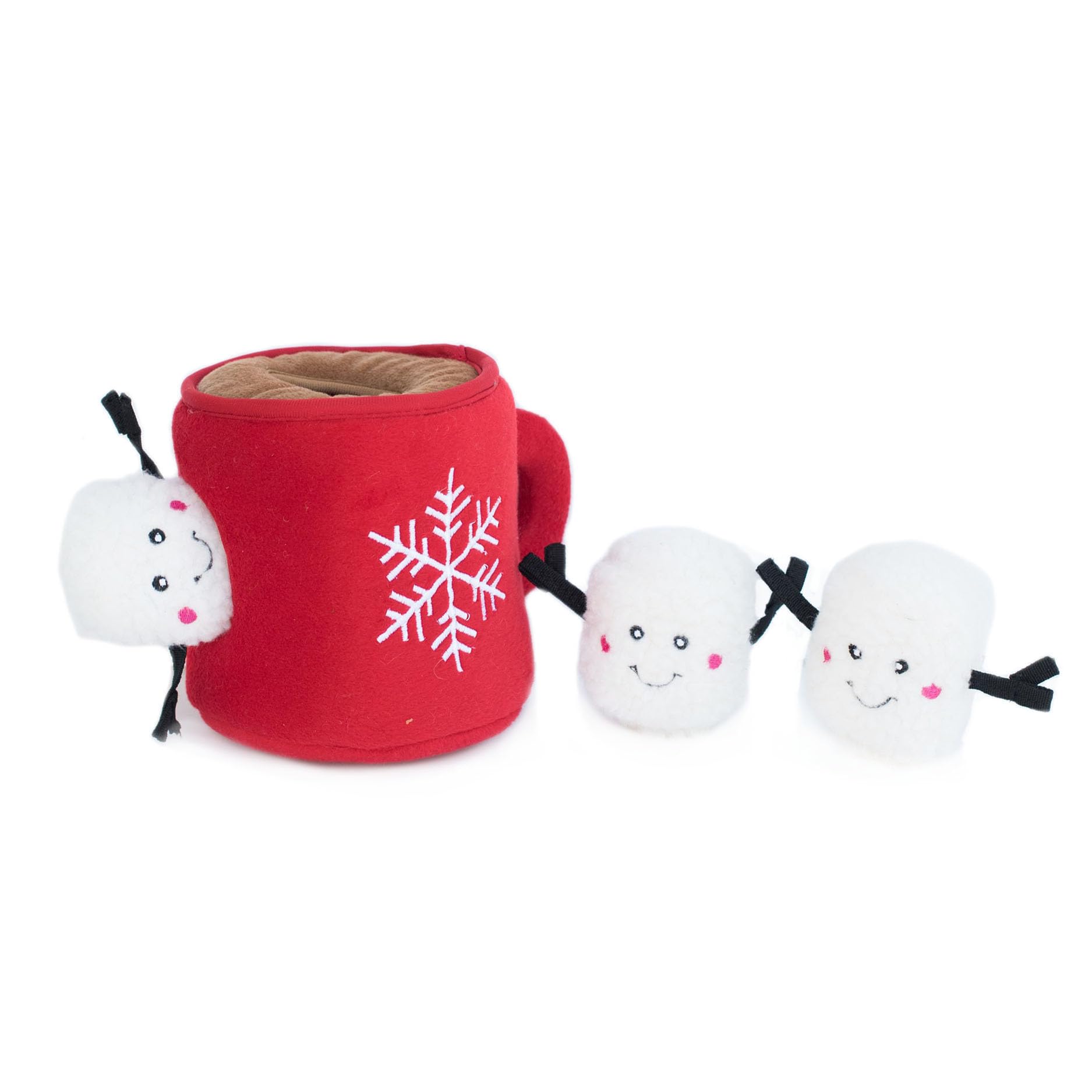 Zippypaws Burrow Christmas Dog Toy - Plush Squeaky Holiday Dog Gifts For Small & Medium Puppy Dogs, Interactive Hide & Seek Stocking Stuffers For Pets - Hot Cocoa & Marshmallows