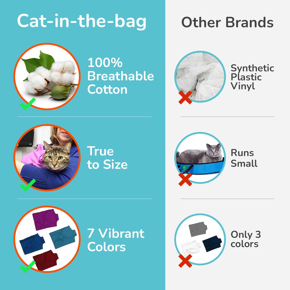 Cat-in-the-Bag Cozy Comfort Carrier - Small Lavender Cat Carrier Soft, Cat Restraint Bag and Cat Sling Carrier for Grooming, Vet