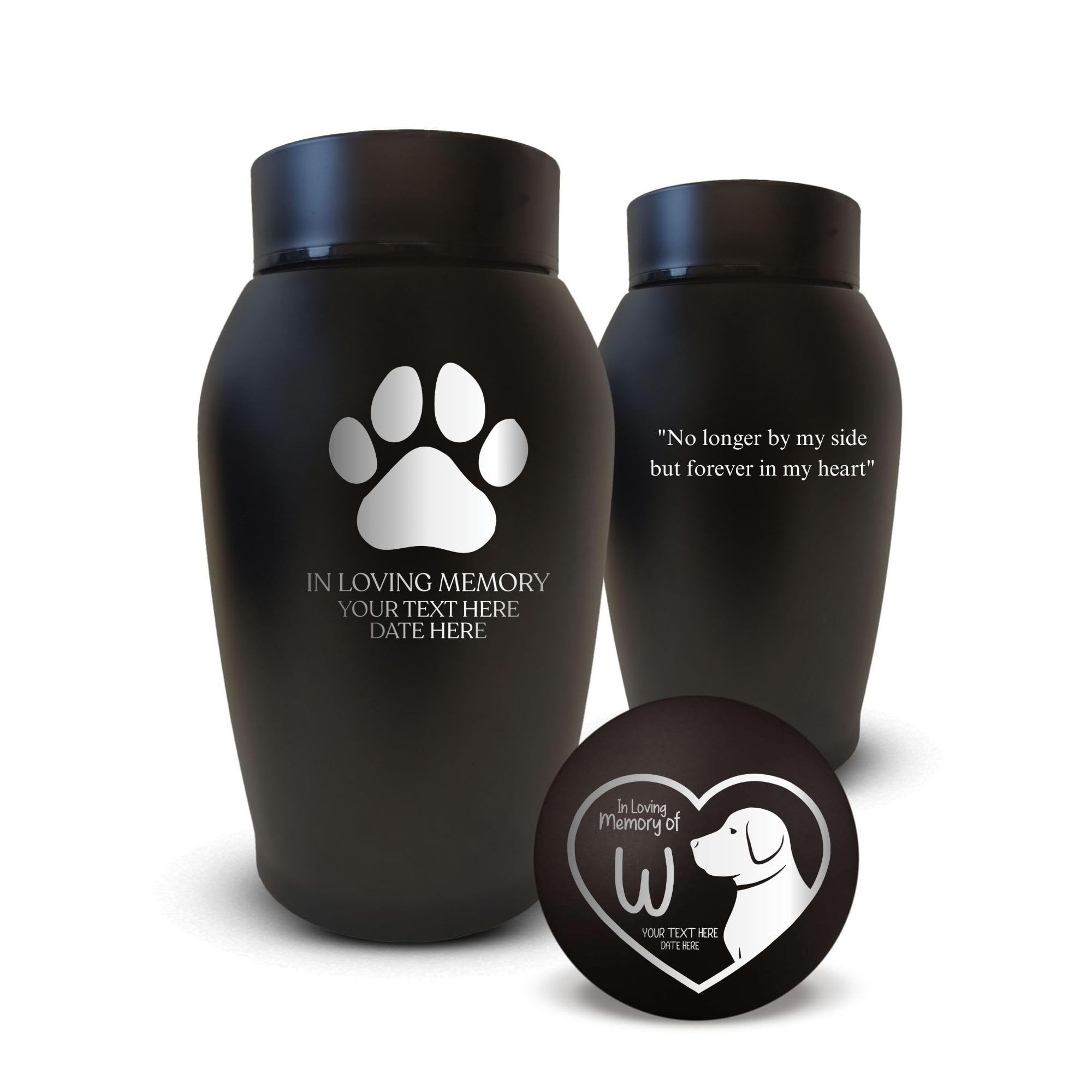 Personalized Custom Dog Urn: Engraved Dog Name And Date - Stainless Steel Cremation Urns For Dog Ashes With Airtight Closure | D