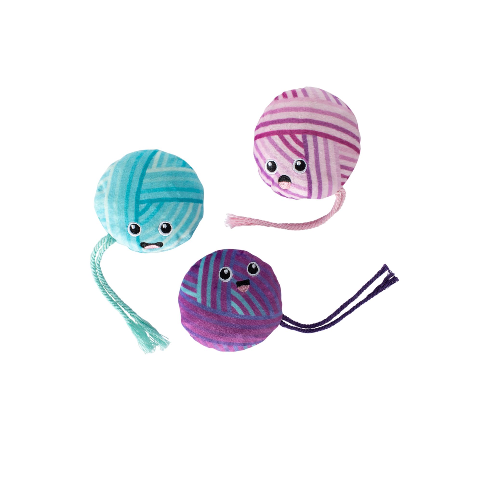 Fringe Studio Plush Cat Toy Set, Time To Unwind, Mini 3 Piece Set, Pet Shop Collection (904030)