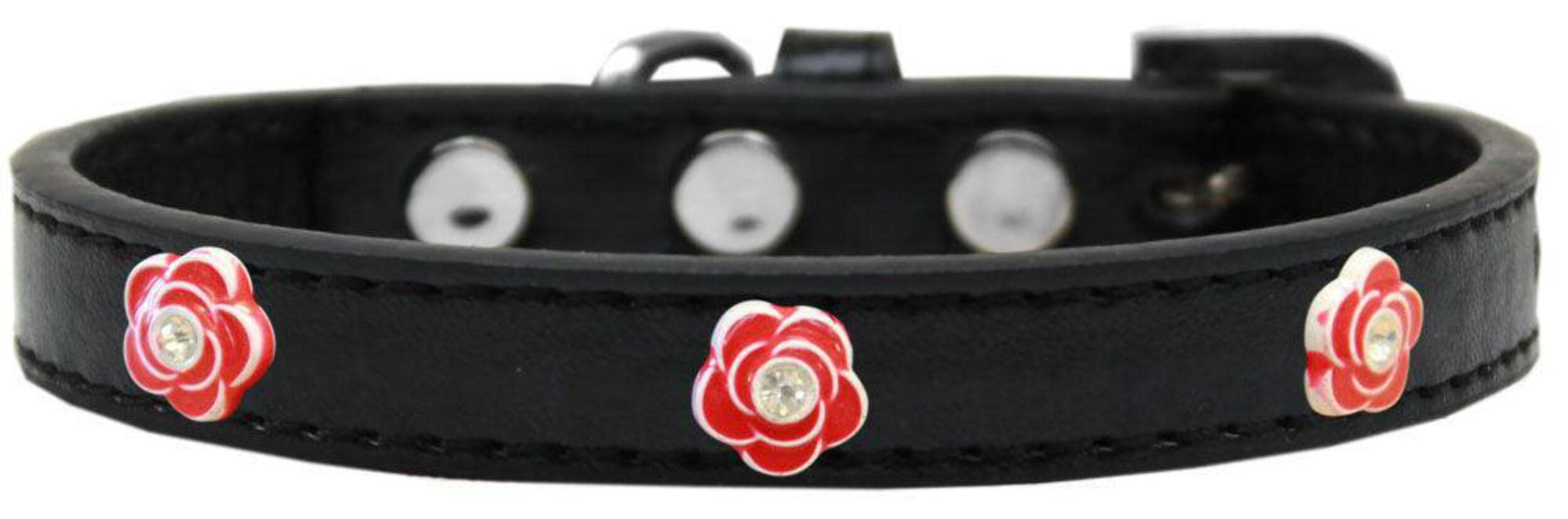 Dog, Puppy & Pet Widget Fashion Collar, Red Roses Aqua 18