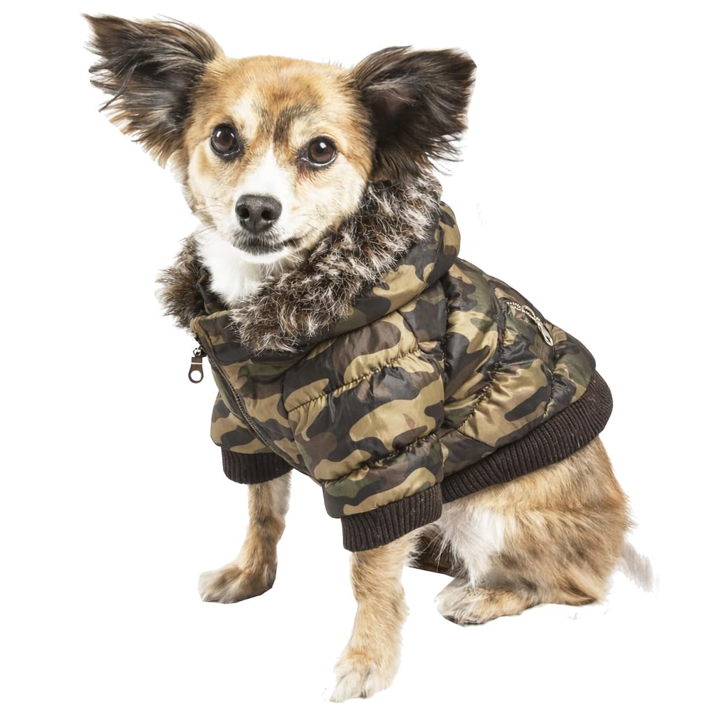Pet Life  Classic Metallic Fashion Winter Pet Dog Coat Jacket Parka with 3M Insulation and Removable Hood