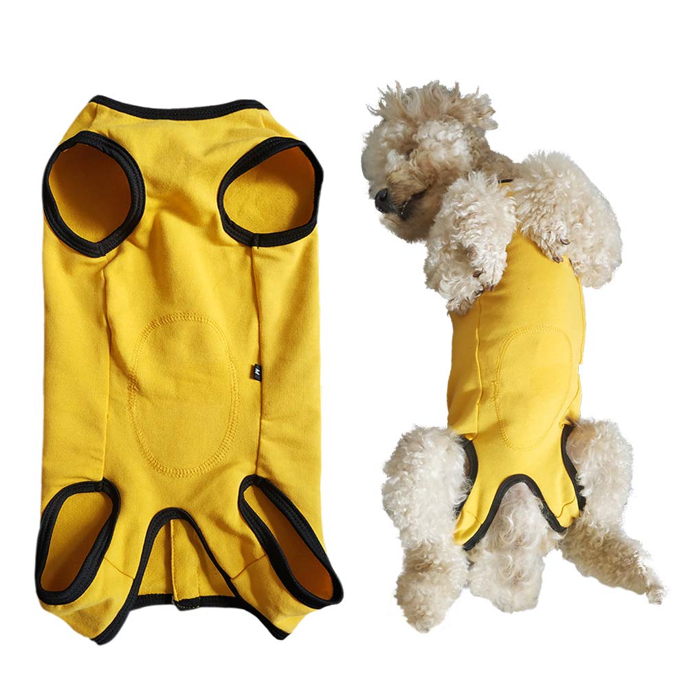 Dog’S Recovery Suit Post Surgery Shirt For Puppy, Wound Protective Clothes For Little Animals(Yellow-Xs)