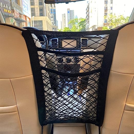 Nityasiddh Car Mesh Organizer, Seat Back Net Bag, Barrier of Backseat Pet Kids, Cargo Tissue Purse Holder, Driver Storage Nettin