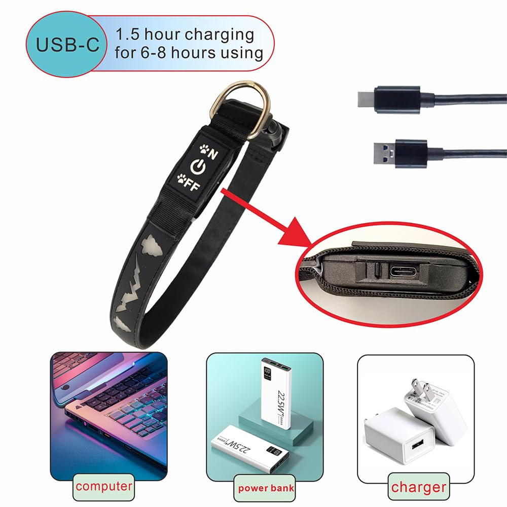 Dogled Led Dog Collar, 15 Light Modes, Usb-C Rechargeable, Silicone Material, Adjustable Size, (Green, S(7.87-11.8'))
