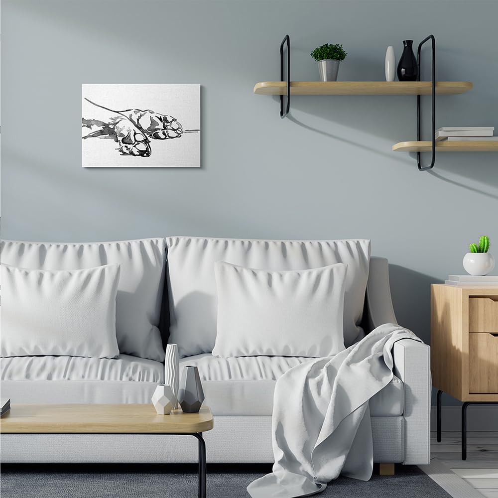 Stupell Industries Pet Animal Paws Minimal Ink Linework, Design by Jennifer Paxton Parker Canvas Wall Art, 16 x 20, White
