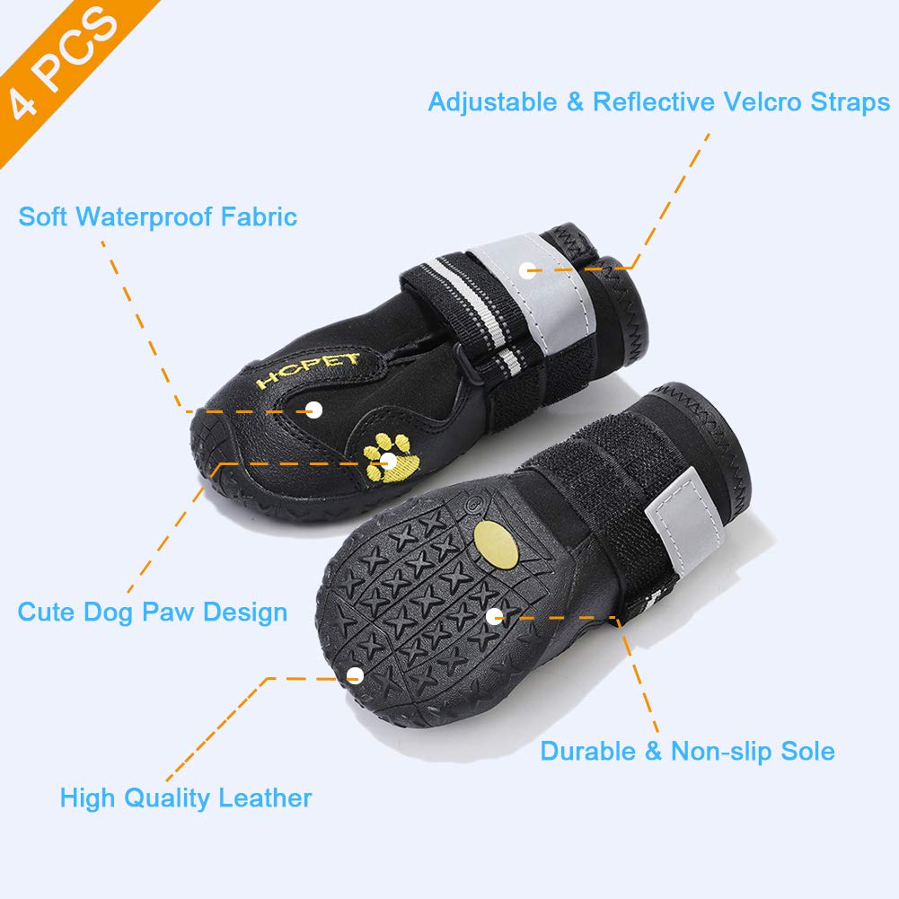 Teamoo Dog Snow Boots for Winter Durable Waterproof Anti-Slip Dog Booties for Winter Dog Shoes for Medium Large Size Dogs with A