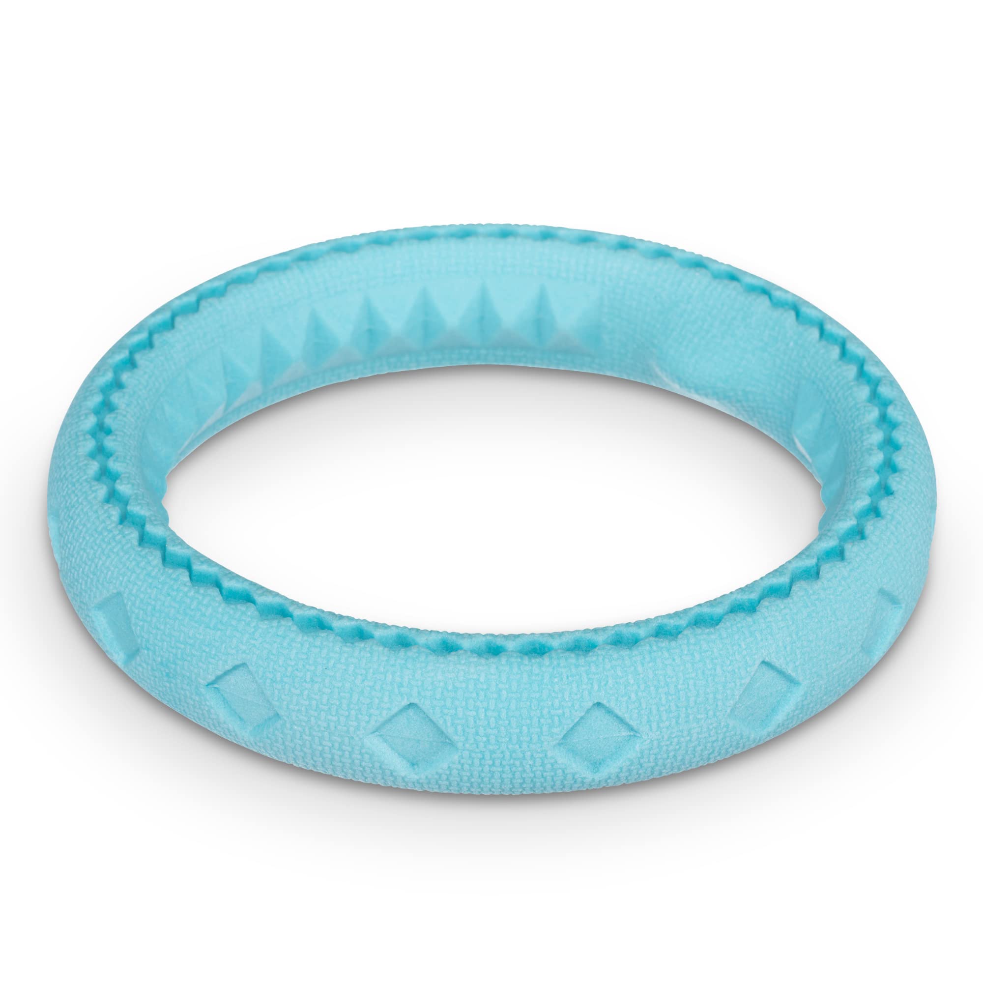 Messy Mutts Totally Pooched Chew N' Tug Ring | Durable Tpr Dog Toy | Made For Tough Chewers | Tough Fetch Ring For Dogs | 6.5” | Teal