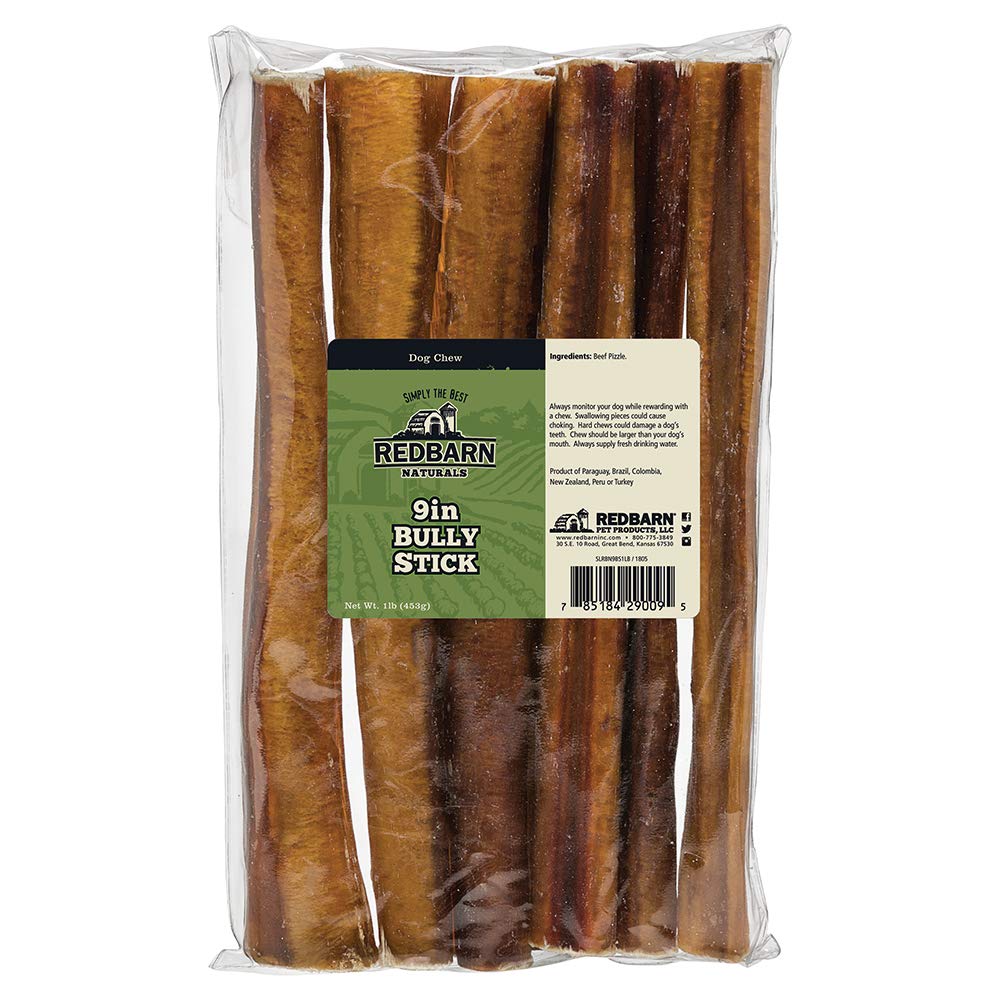 Redbarn 9 Bully Sticks for Dogs, 1 lb. Bag, Pack of 8