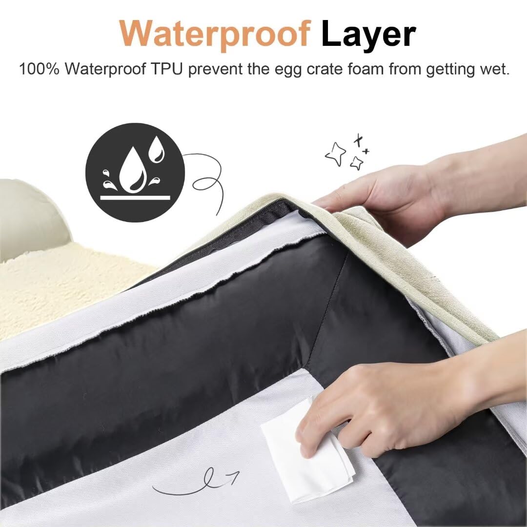 Large Dog Bed Orthopedic Washable: Beds Bolster Xl Bed Big Xlarge Dogs Egg Crate Foam Couch Sofa Waterproof With Removable Cover - Beige