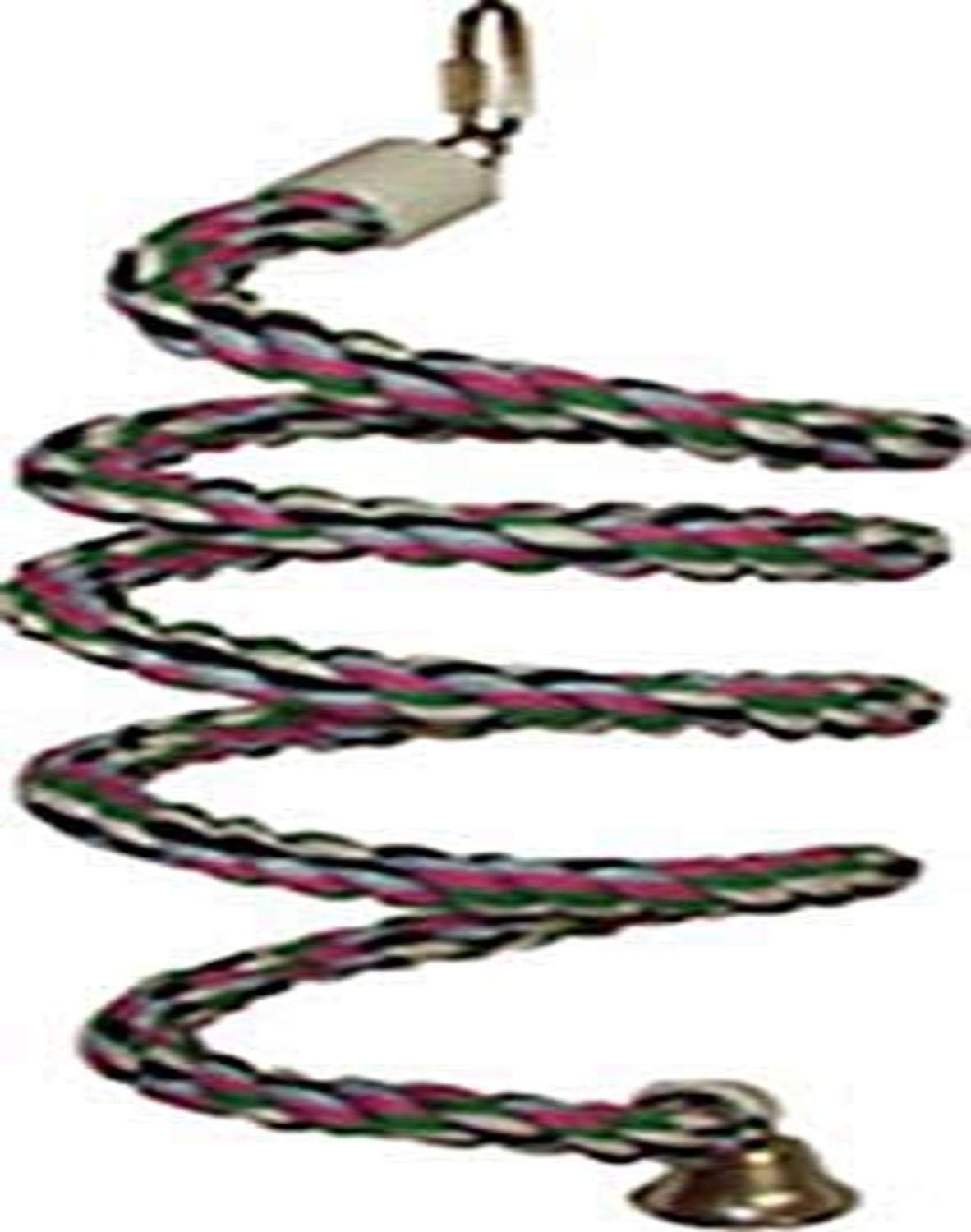A&E CAGE COMPANY HB552 Happy Beaks Cotton Rope Boing with Bell Bird Toy, 0.75 by 66", Multicolor