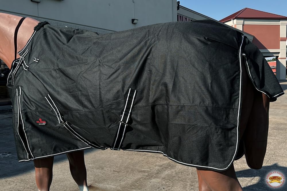 Hilason Black 60 In 600D Winter Waterproof Poly Pony Horse Blanket Black | Horse Blanket | Horse