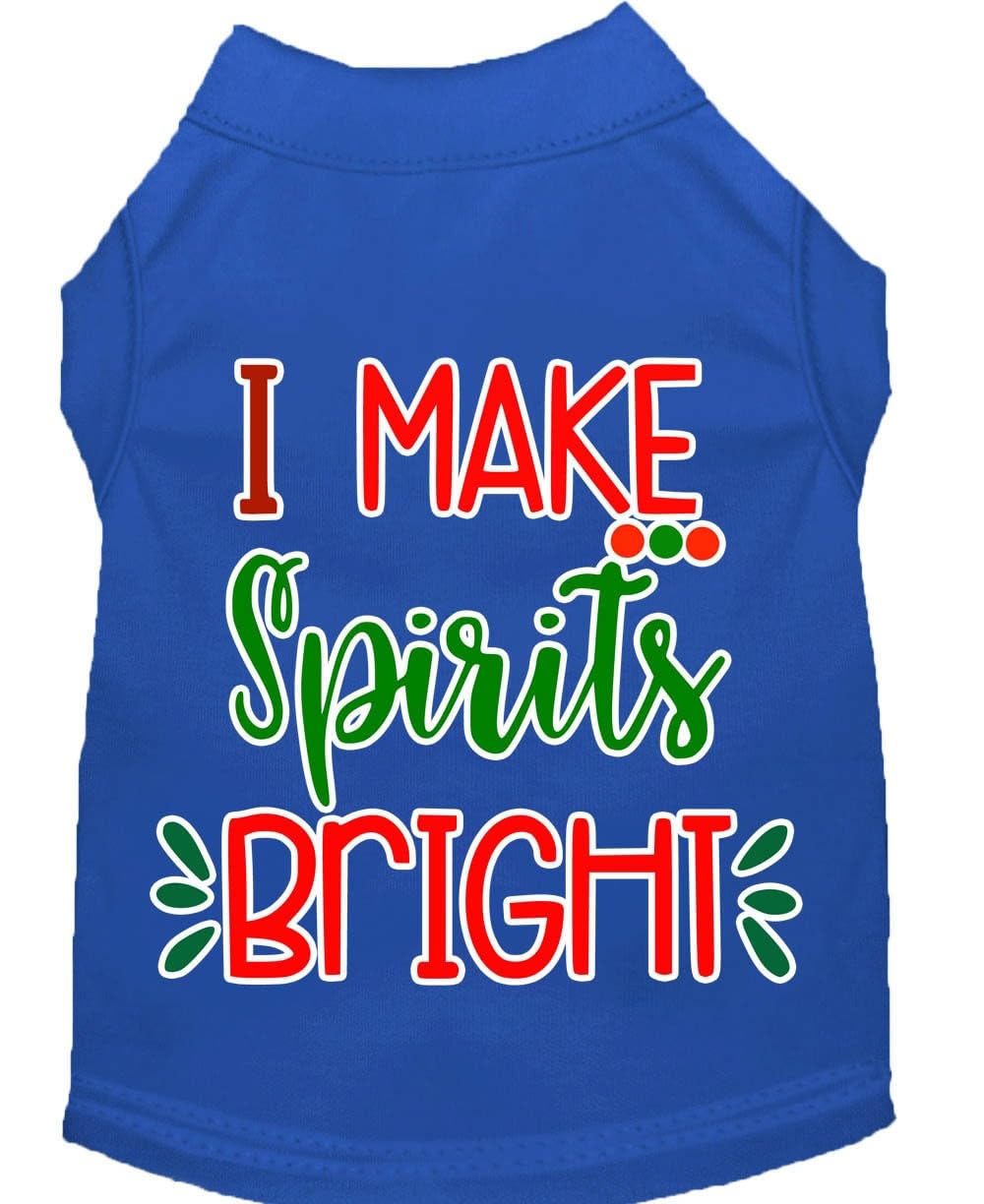 Christmas Pet Dog & Cat Shirt Screen Printed, "I Make Spirits Bright" Orange LG (10-14 lbs.)