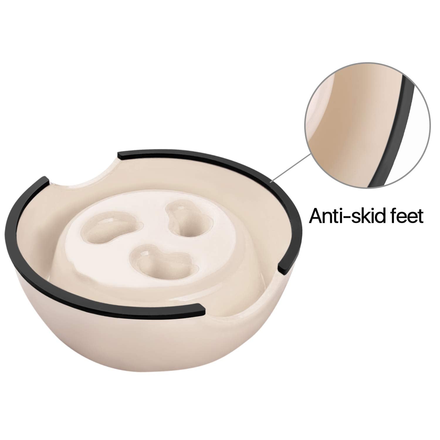 Flexzion Slow Feed Dog Bowl - Anti-Slip Slip Resistant Base Pet Animal Puppy Feeder Food Water Container Holder Dish Storage Ant