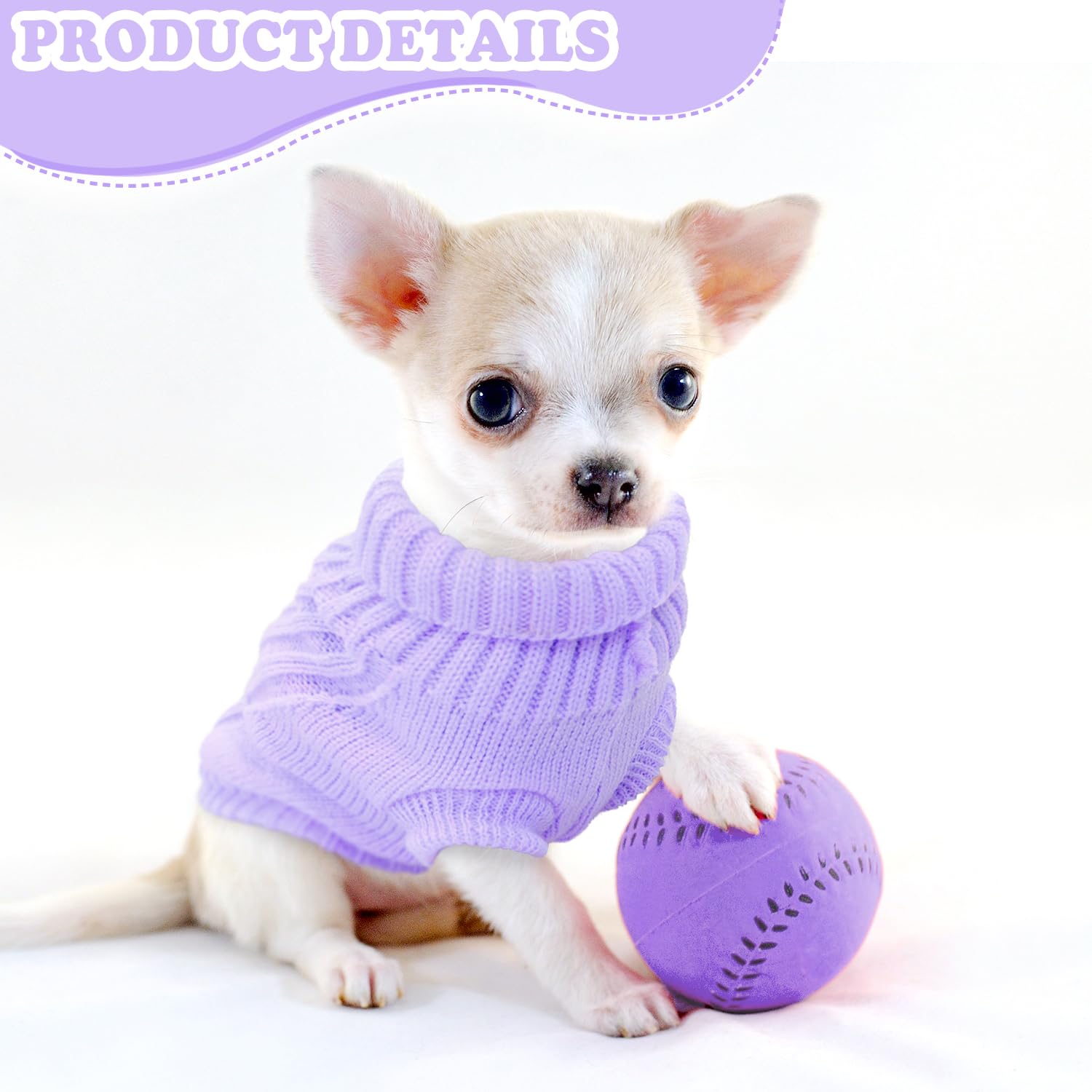 Generic Knitted Dog Sweater For Small Dogs Autumn Puppy Sweaters Winter Cute Dog Clothes Turtleneck Thick Warm Small Dog Pullove