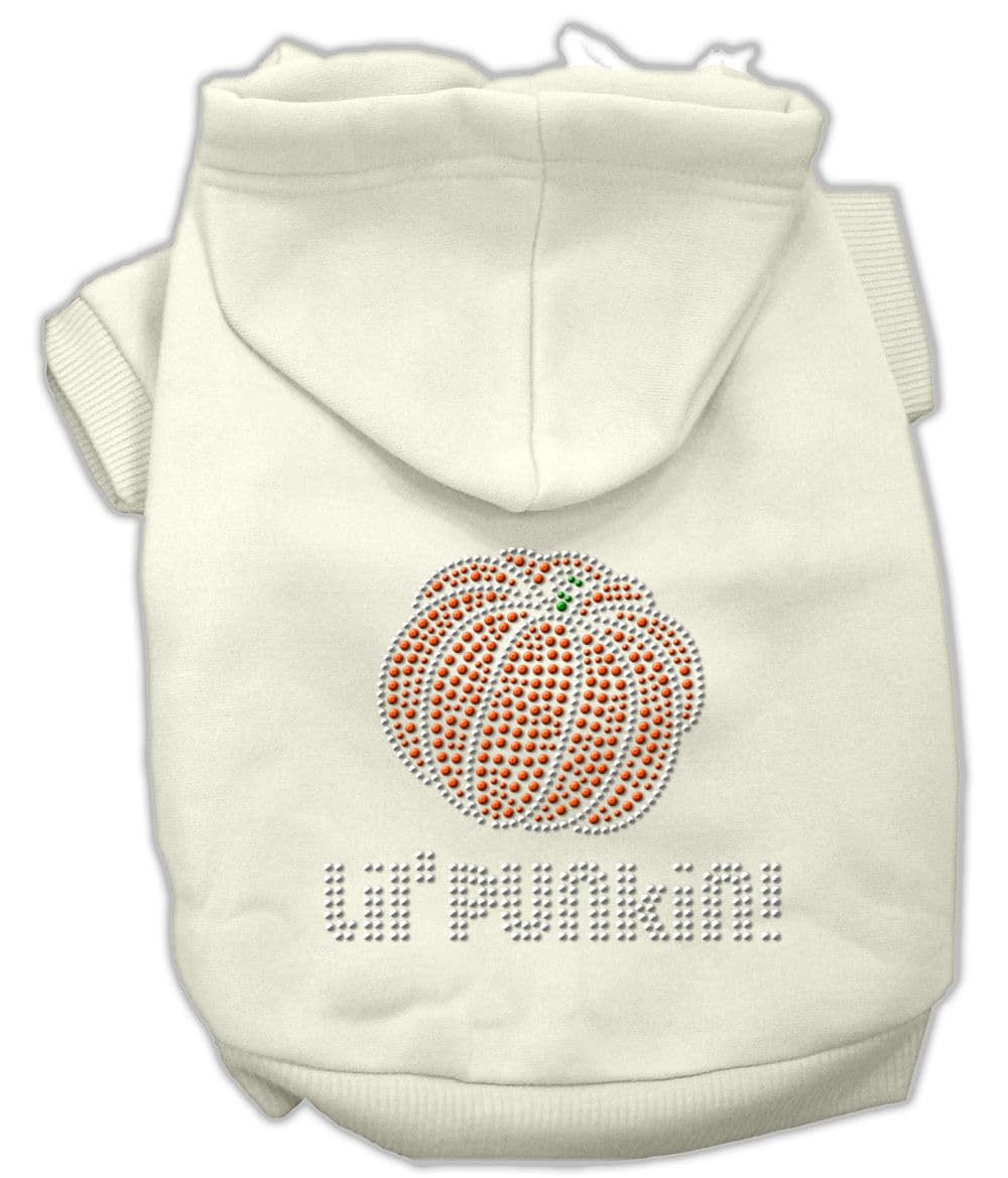 Halloween Pet Dog & Cat Hoodie Rhinestone, "Lil Punkin" Cream SM (3-6 lbs.)