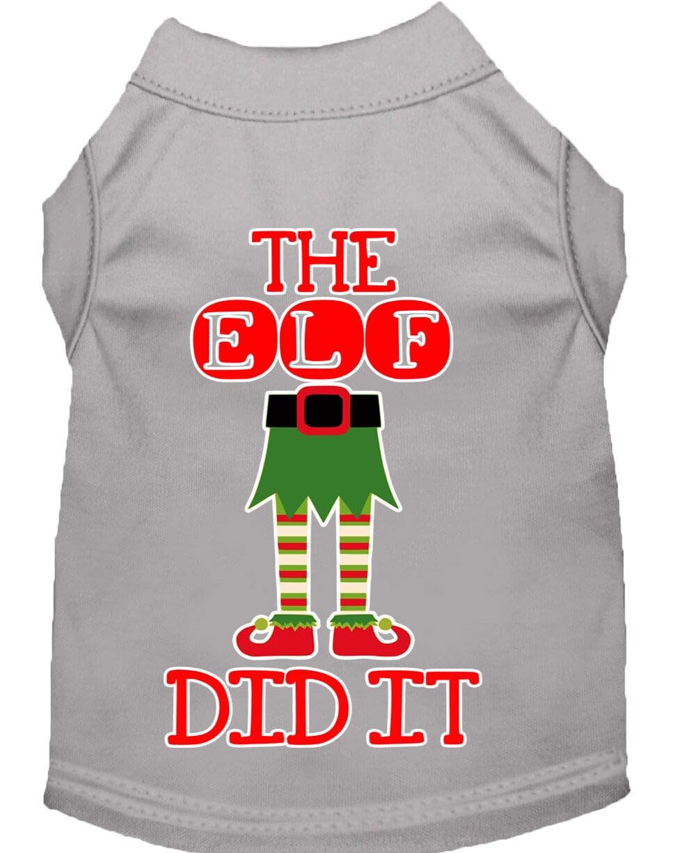 Christmas Pet Dog & Cat Shirt Screen Printed, "The Elf Did It" Blue 3XL (25-35 lbs.)
